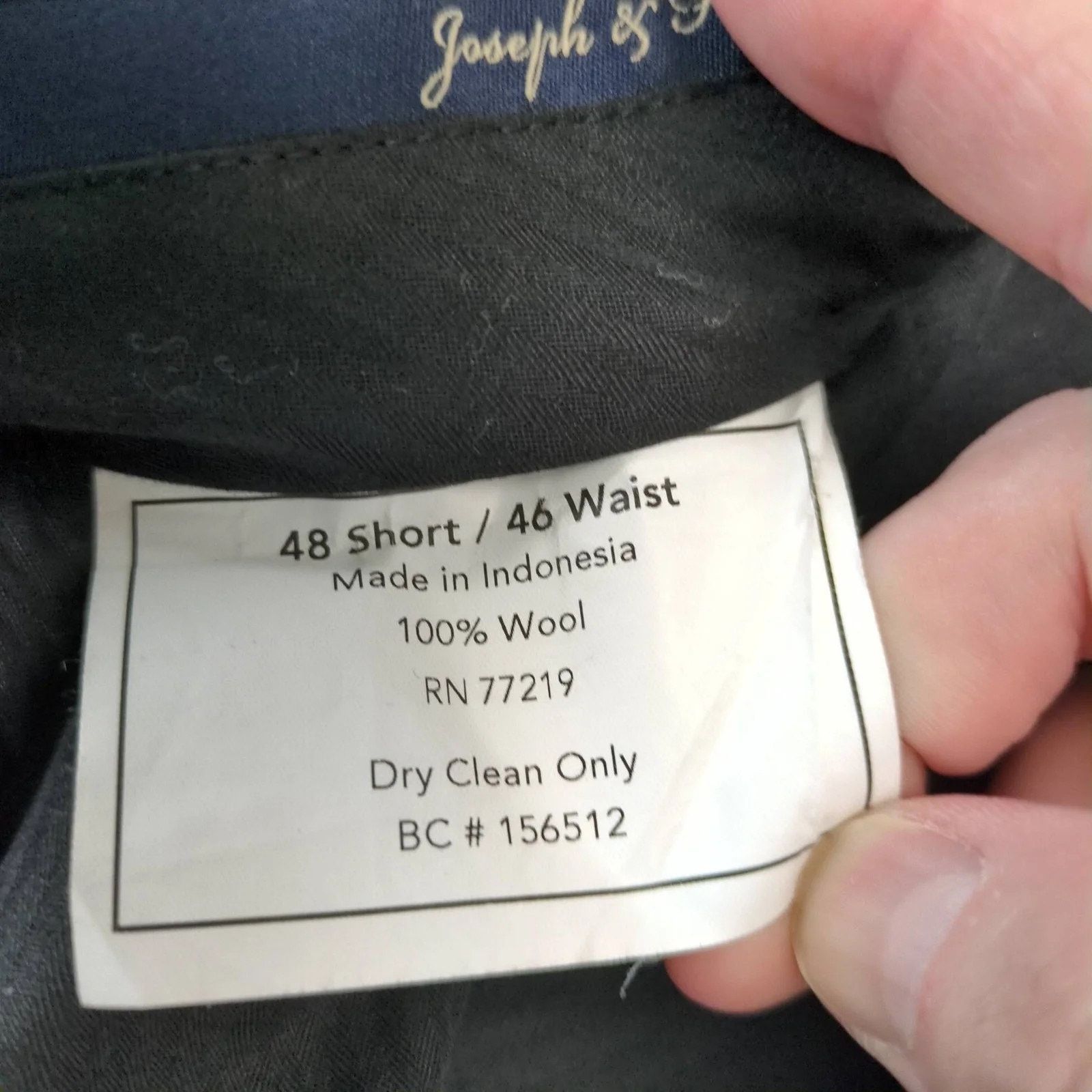 Joseph & Feiss Joseph & Feiss Black Wool Dress Pants Men's 44x27 Straight Size 44S - 4 Thumbnail
