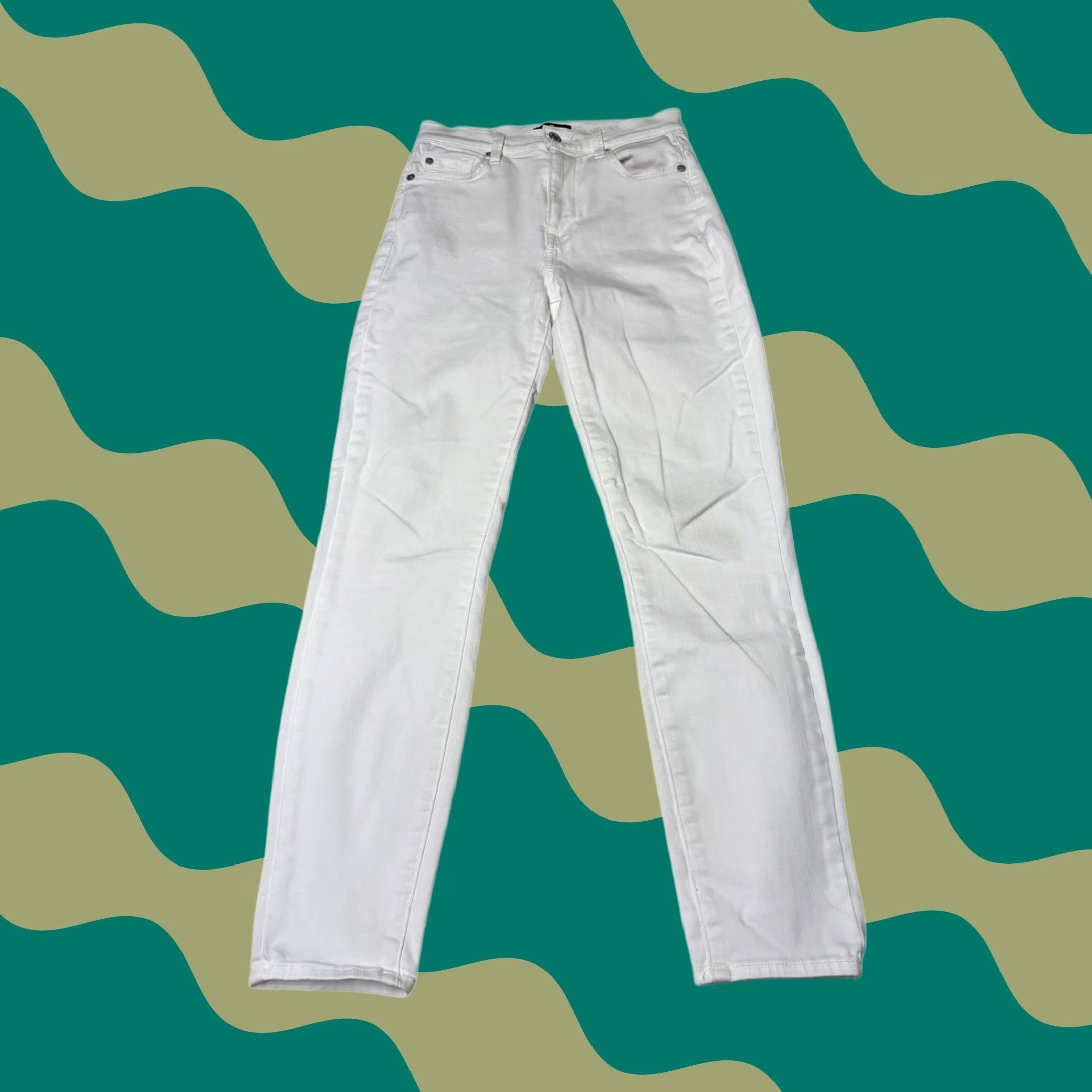 7 For All Mankind 7 For All Mankind The High Waist Ankle Skinny Jeans White Womens Size 26X27 Size 26" / US 2 / IT 38 - 1 Thumbnail