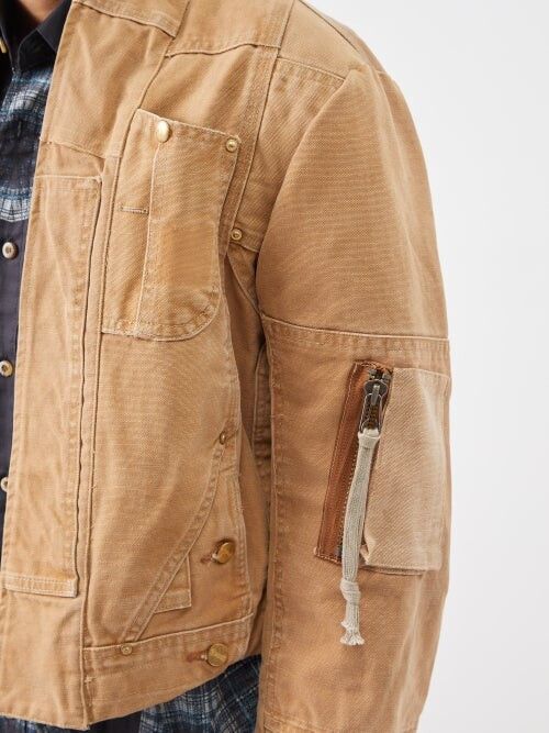 Greg Lauren o1mle0125 Work Canvas Cropped Jacket in Tan Size US L / EU 52-54 / 3 - 4 Thumbnail