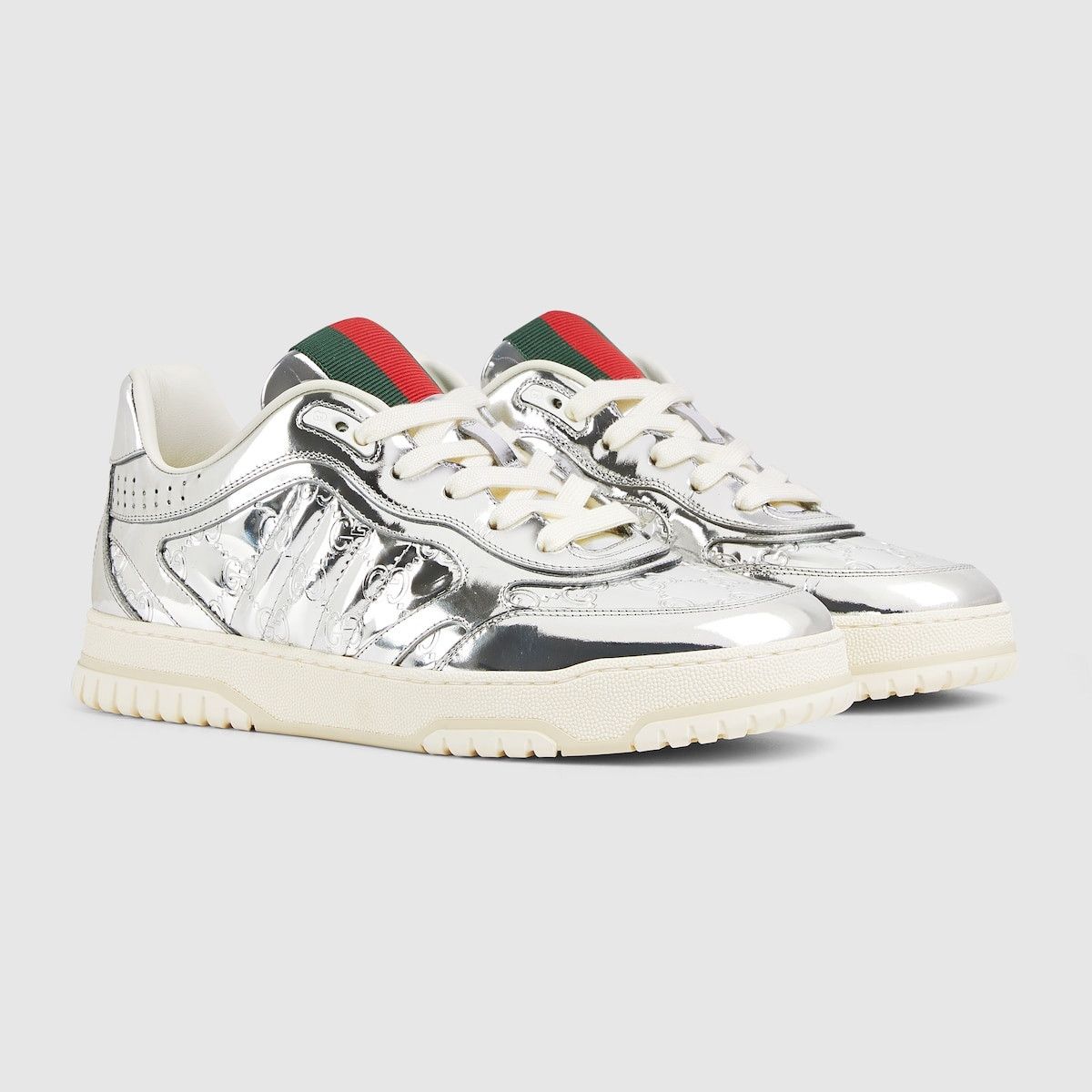 Gucci o1s1wg111025 Re-Web Sneakers in Silver Metallic Size US 6.5 / EU 39-40 - 2 Thumbnail