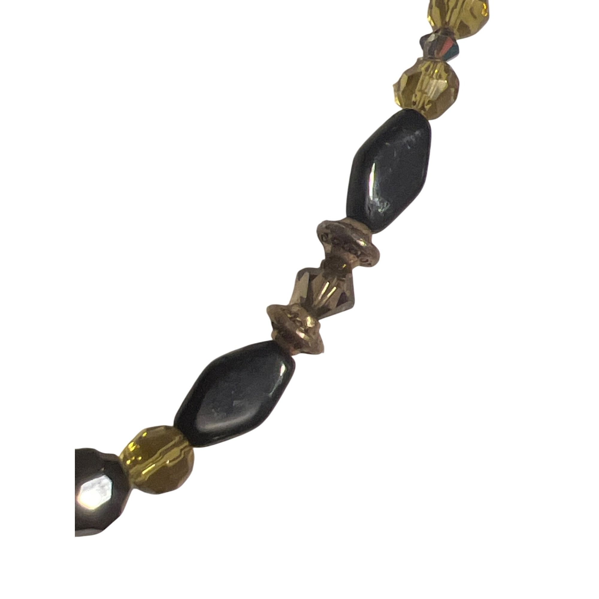 Other Vintage Black Gold Glass Bead Necklace Cross Pendant Toggle Size ONE SIZE - 4 Thumbnail