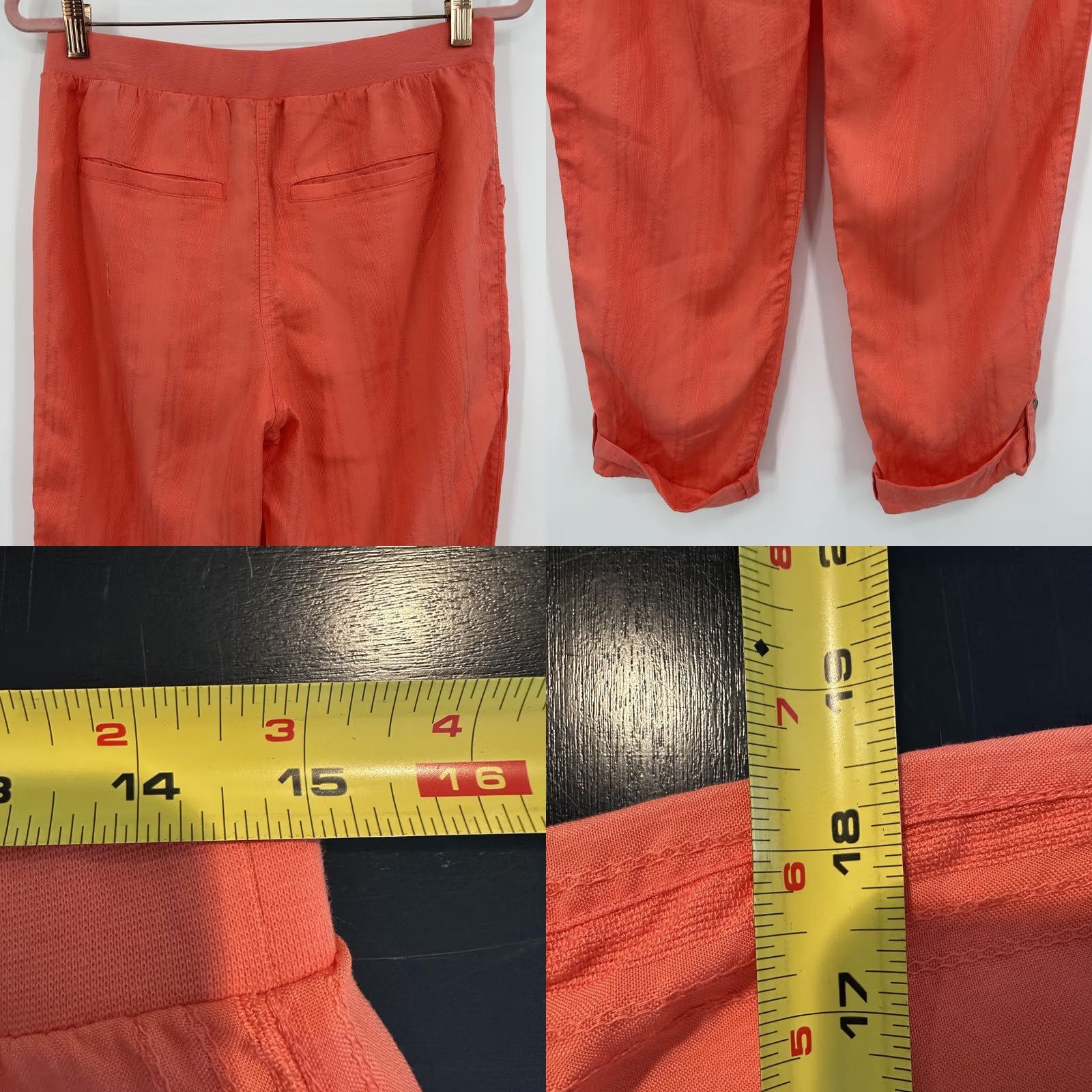 Vintage VINTAGE Chico's Pants Womens Small 0 Coral Lyocell Cropped Elastic Waist Pockets Tapered Pull-On Size 25" / US 0 / IT 36 - 8 Thumbnail