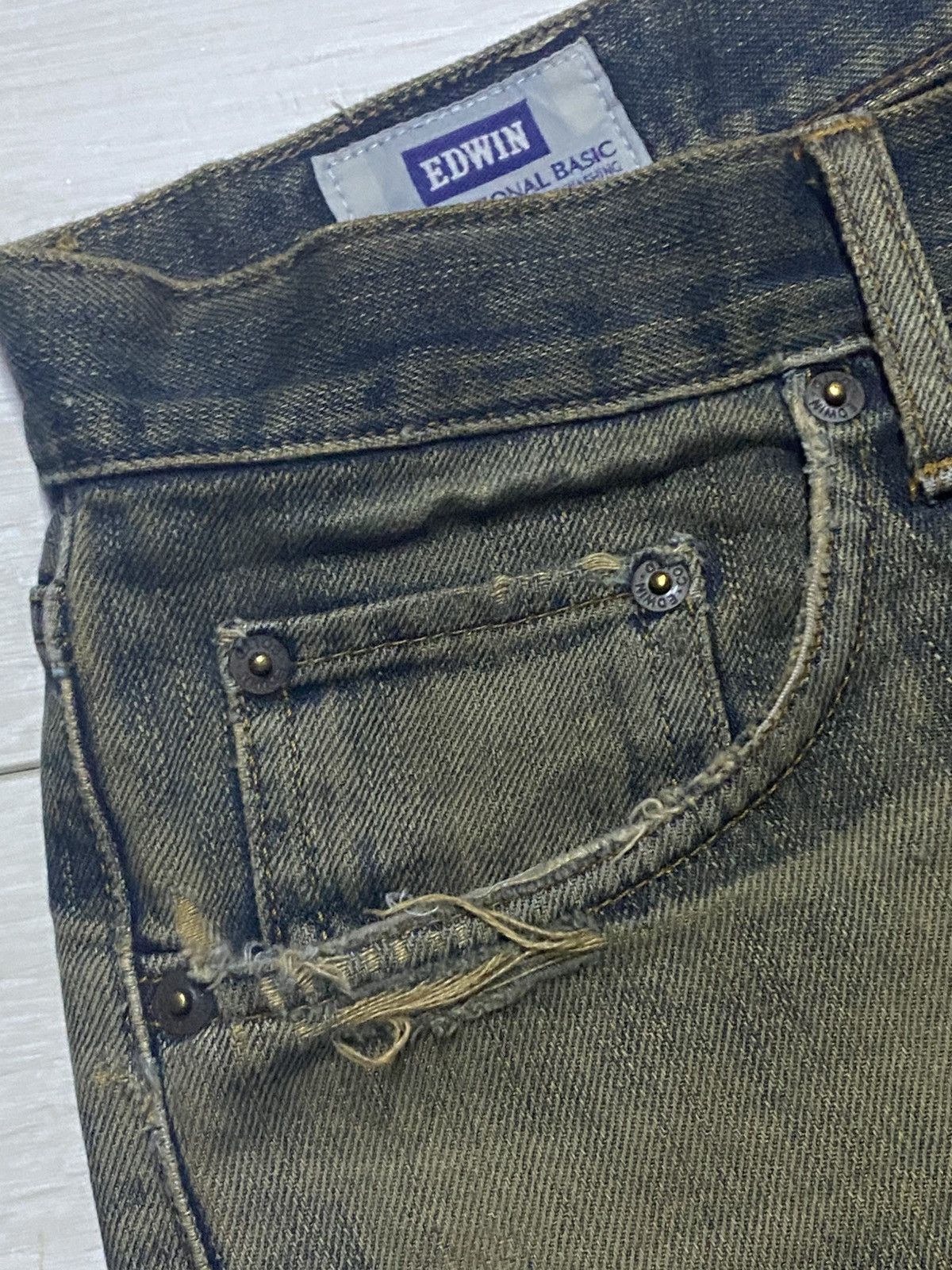 Junya Watanabe Vintage Japanese Brand Edwin 404 Mud Wash Distressed Jeans Size US 32 / EU 48 - 9 Thumbnail