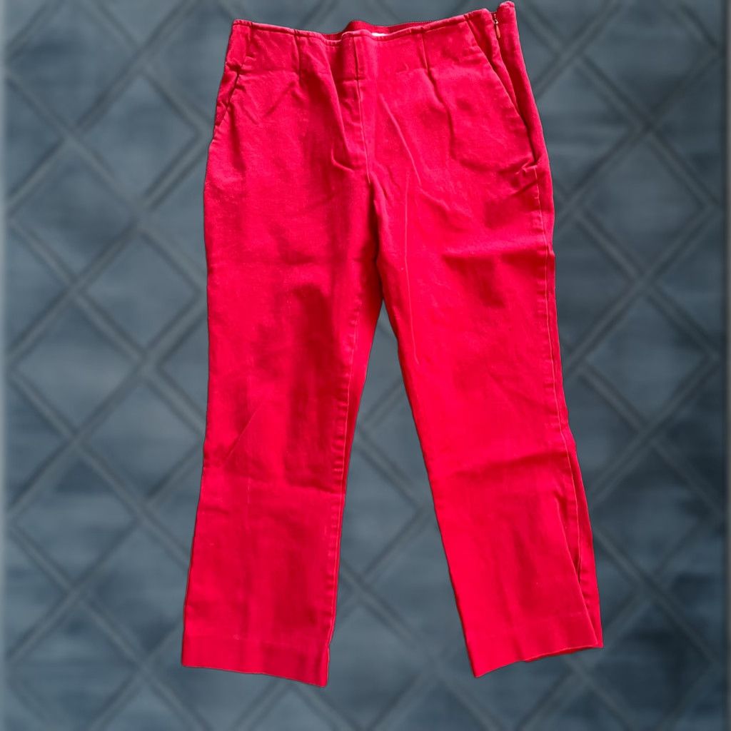 Gap GAP Petite Cropped Flare Pants 6P Red Solid Side Zip Womens Size 28" / US 6 / IT 42 - 1 Thumbnail