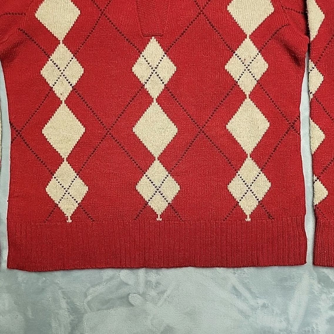 Old Navy VINTAGE Old Navy Sweater Women XL Red Argyle Lambswool Collared Preppy Y2K Retro Pullover Knits Womens Size XL / US 12-14 / IT 48-50 - 2 Thumbnail