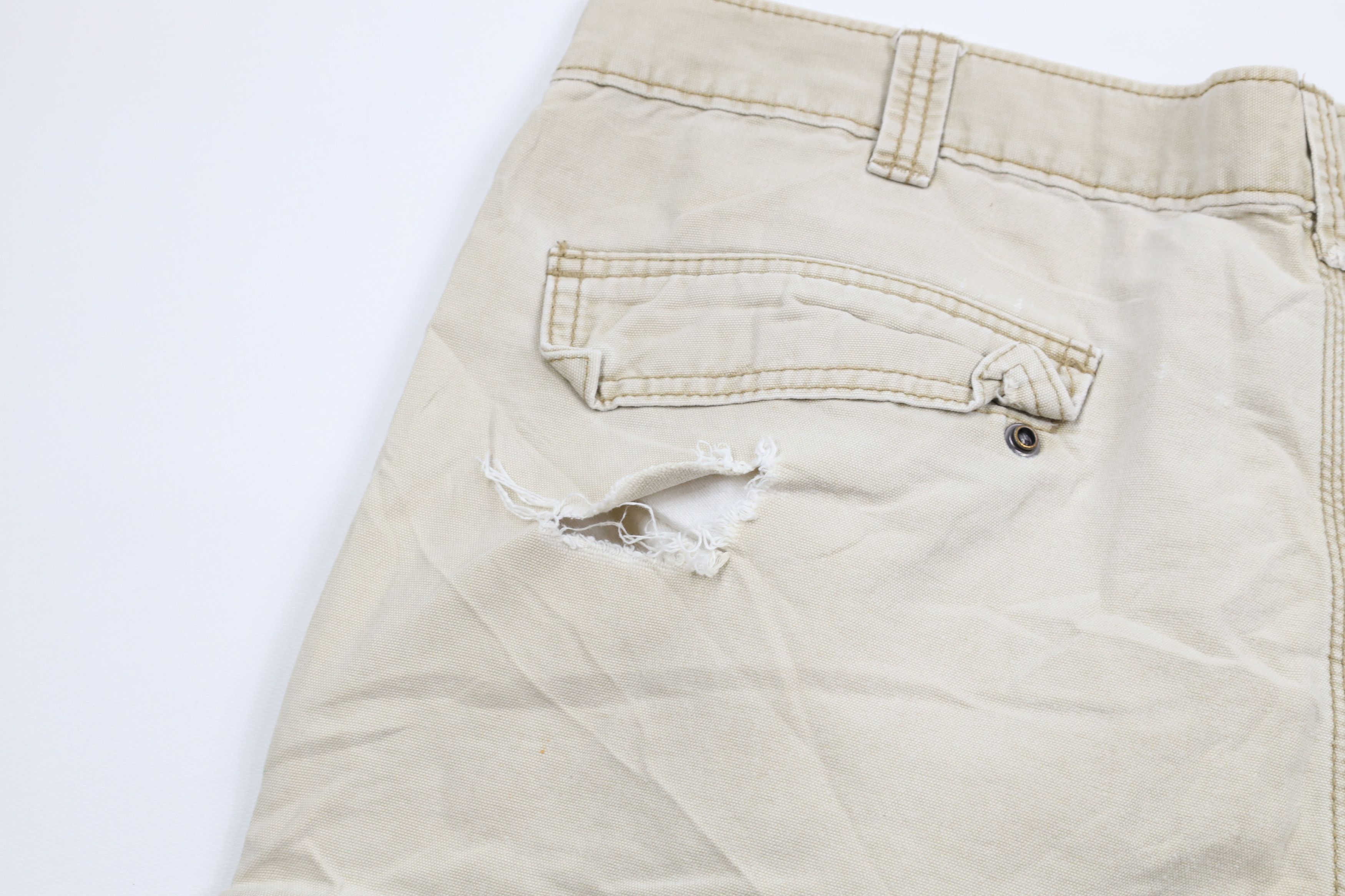 Carhartt × Vintage Vintage Carhartt Spell Distressed Wide Leg Cargo Pants Beige Size 38 - 12 Thumbnail