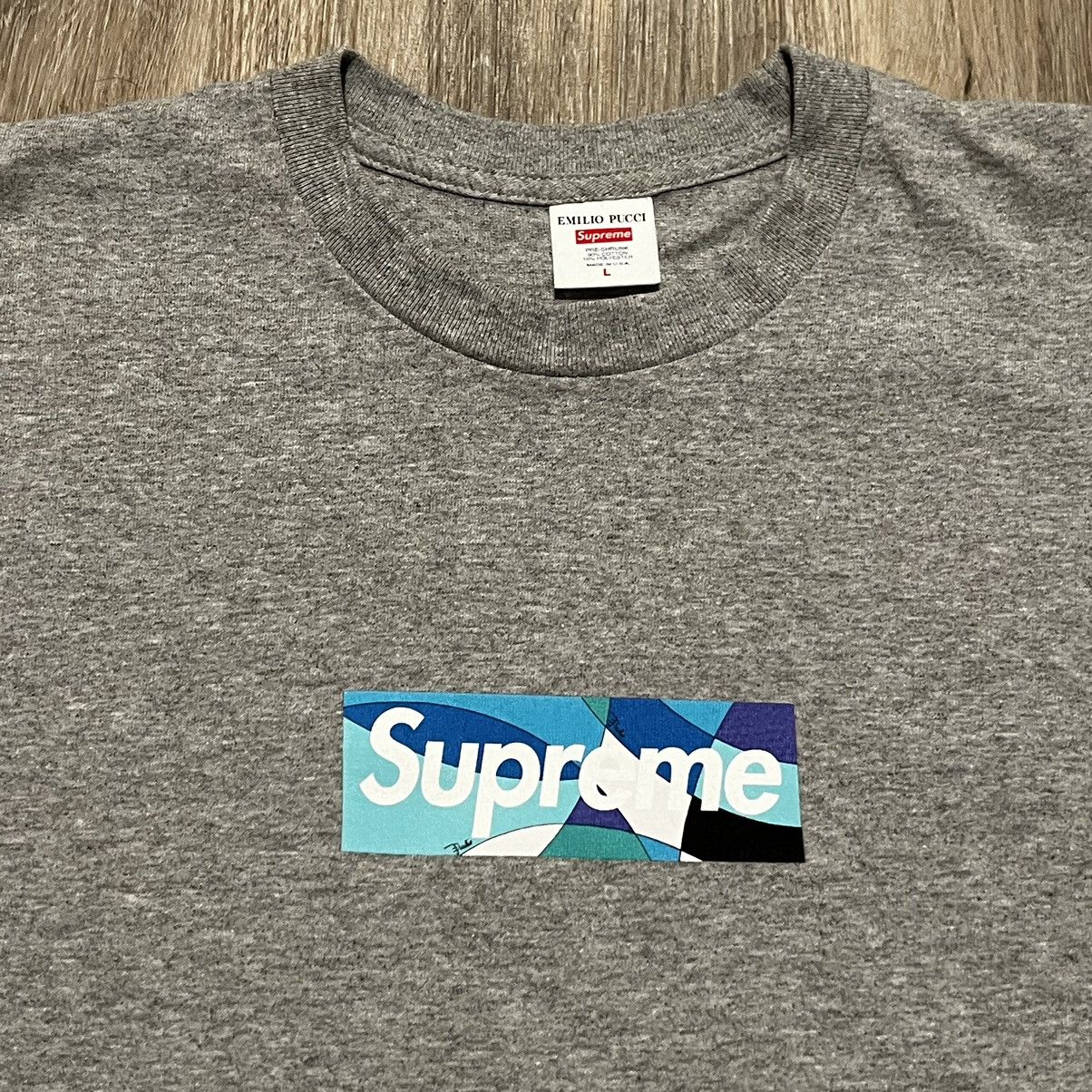 Supreme Supreme Emilio Pucci Box Logo Tee Blue bogo t shirt Size US L / EU 52-54 / 3 - 6 Thumbnail