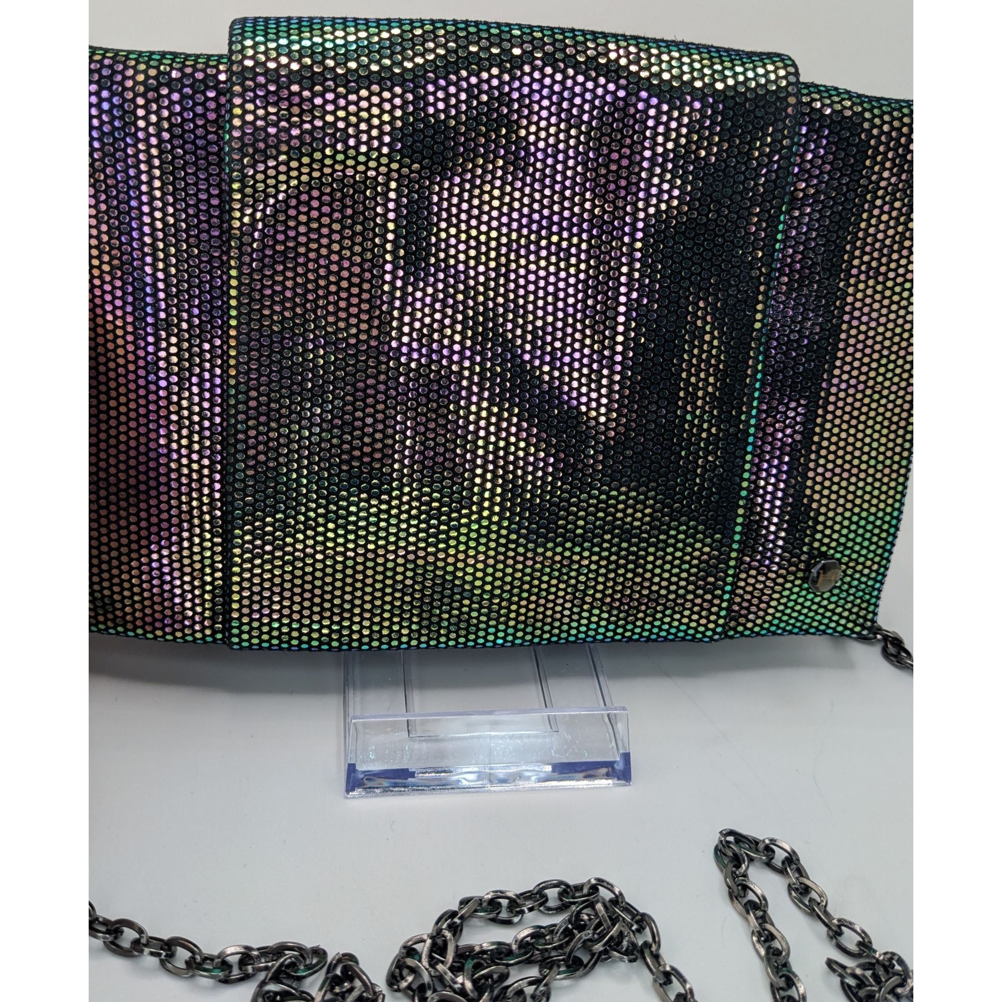 Halston Heritage Halston Heritage Purple Iridescent Clutch Bag With 24" Chain Size ONE SIZE - 9 Thumbnail
