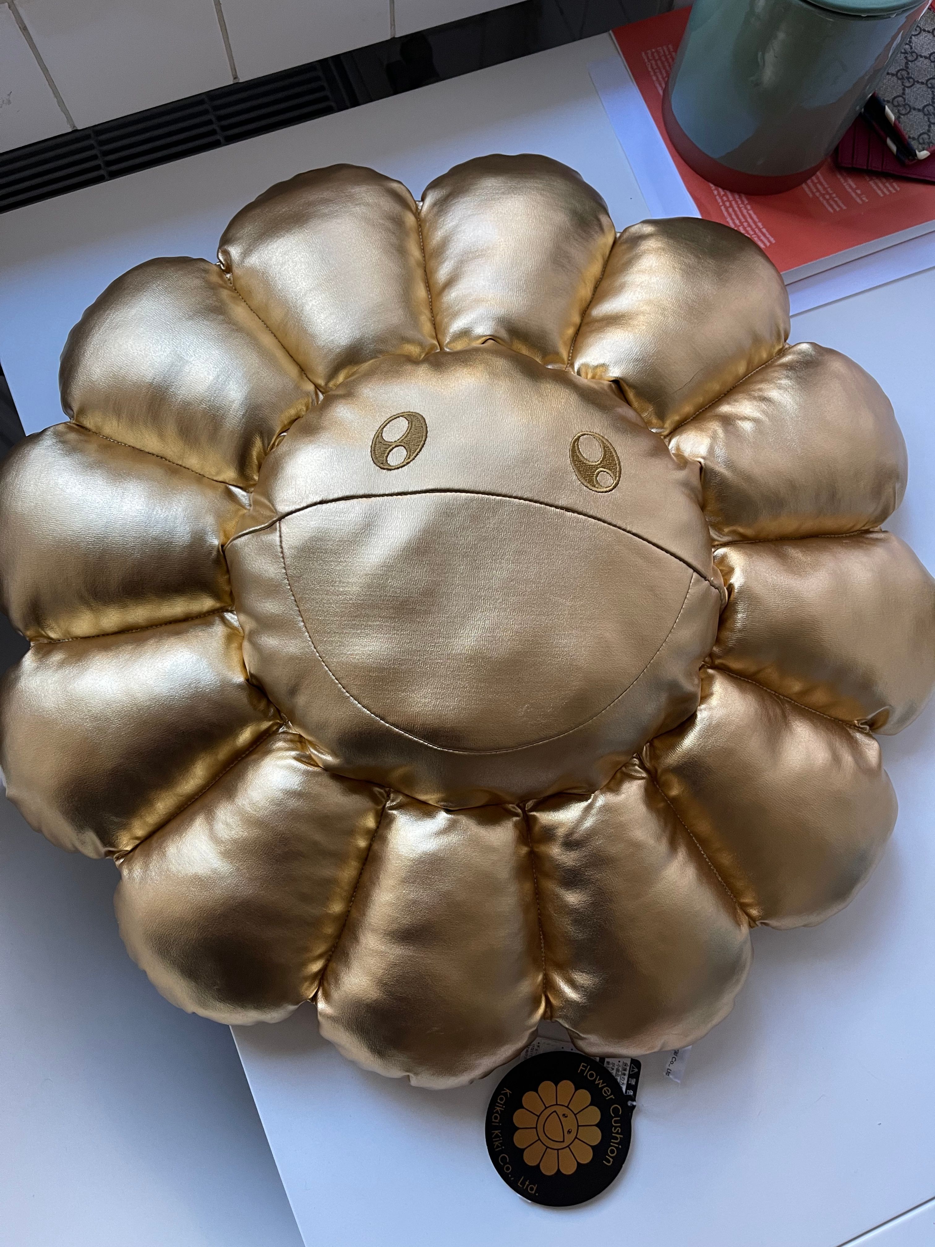 Pre-owned Takashi Murakami Flower Cushion In Gold