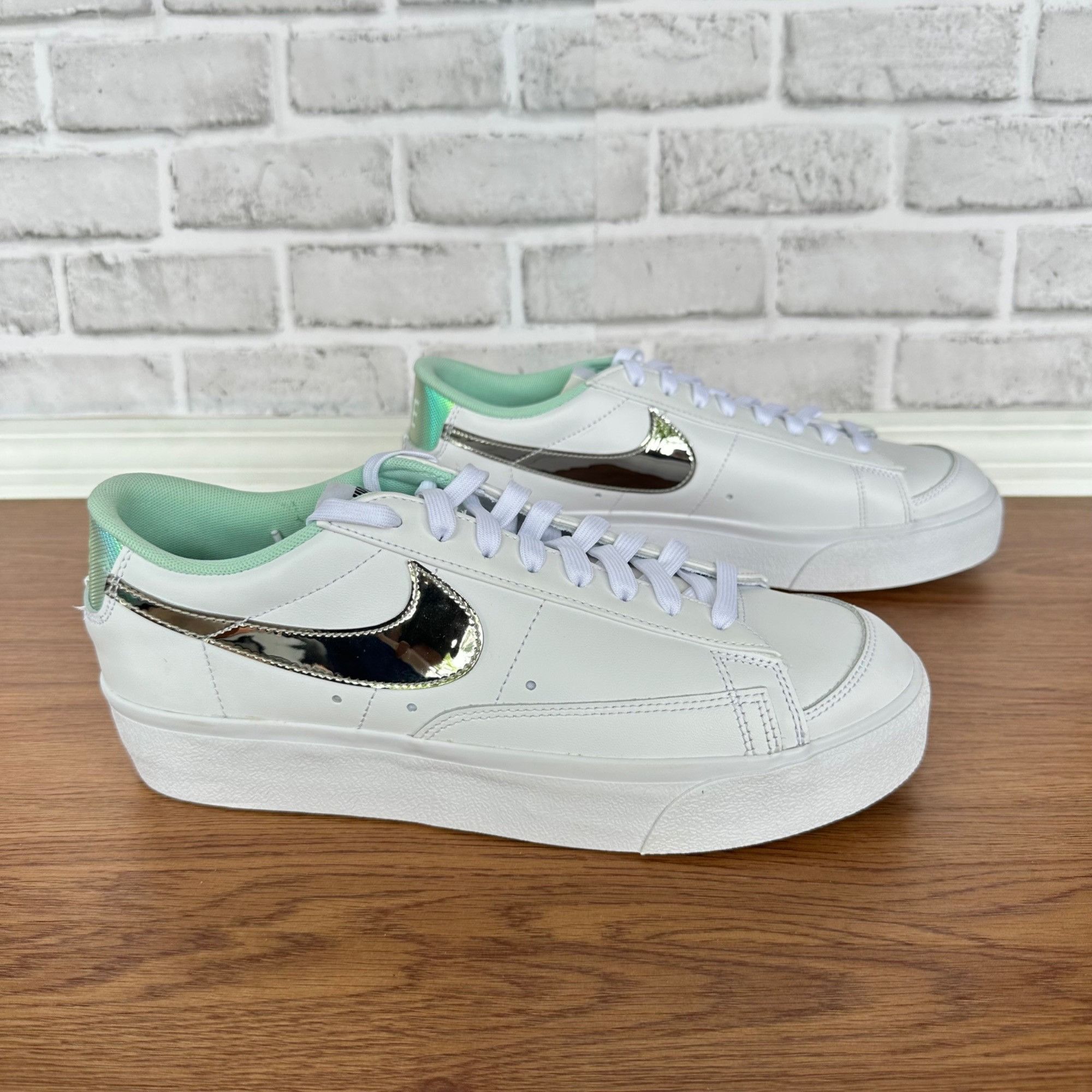 Nike ⭐Nike Blazer Low Platform Sz 10 Men's Shoes White Silver Sne Size US 10 / EU 43 - 2 Thumbnail