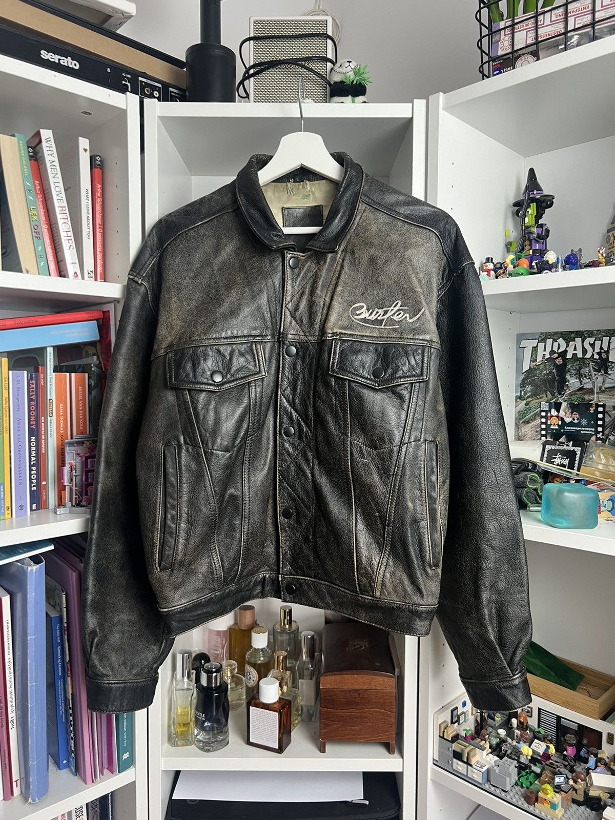 Vintage Leather biker Jacket top size Large