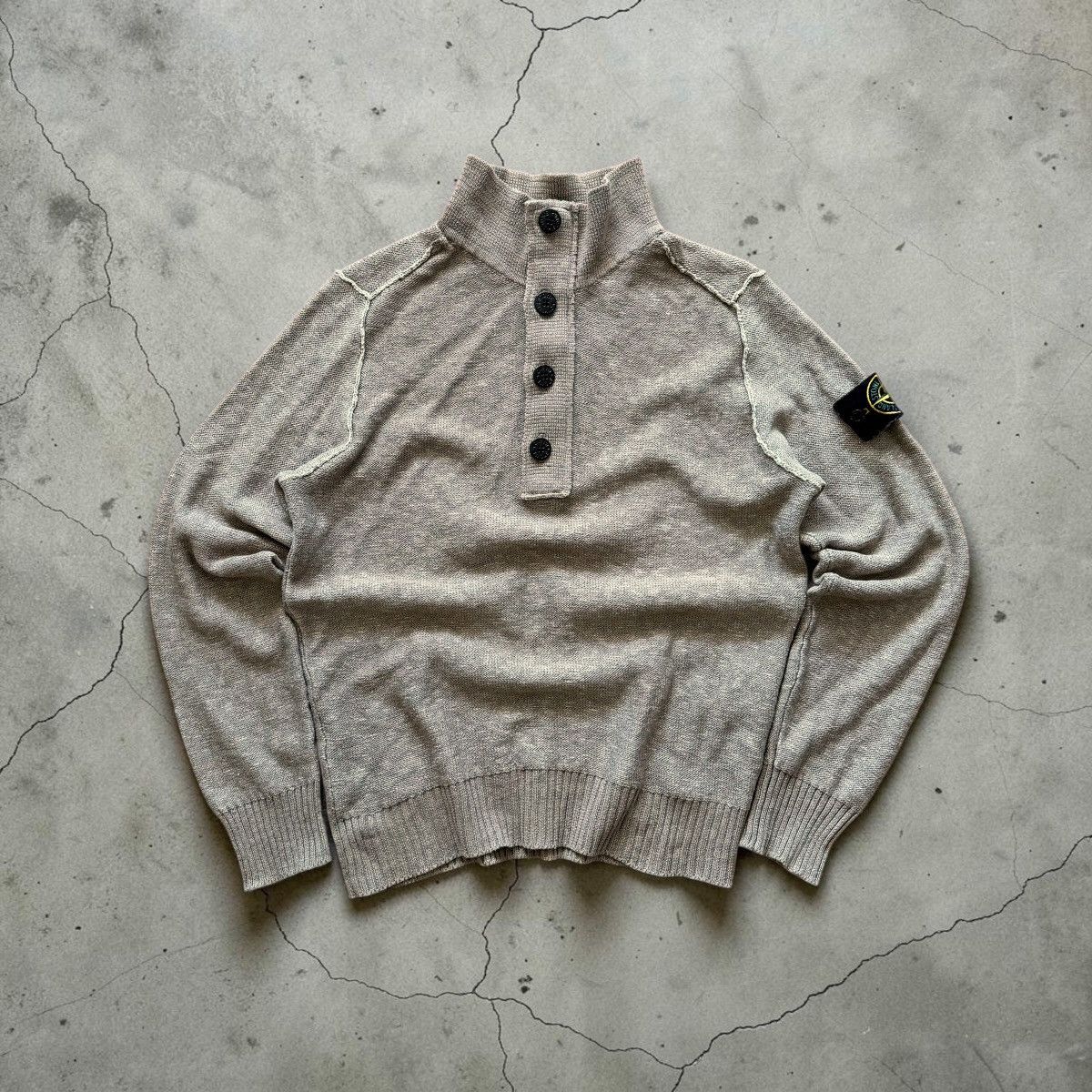 Stone Island Stone Island SS2012 Lino Flax half button cotton sweater Size US M / EU 48-50 / 2 - 1 Thumbnail