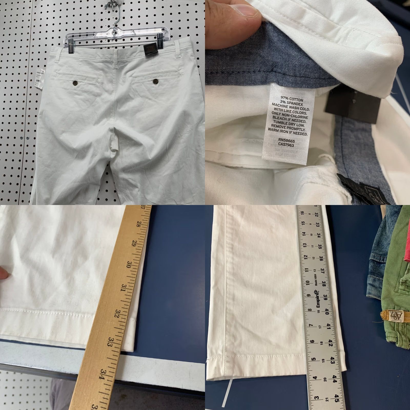 Vintage 14th & Union Chino Pants Mens 36X34 White Slim Fit Stretch NWT Work Preppy Casual Pants Size US 36 / EU 52 - 8 Thumbnail