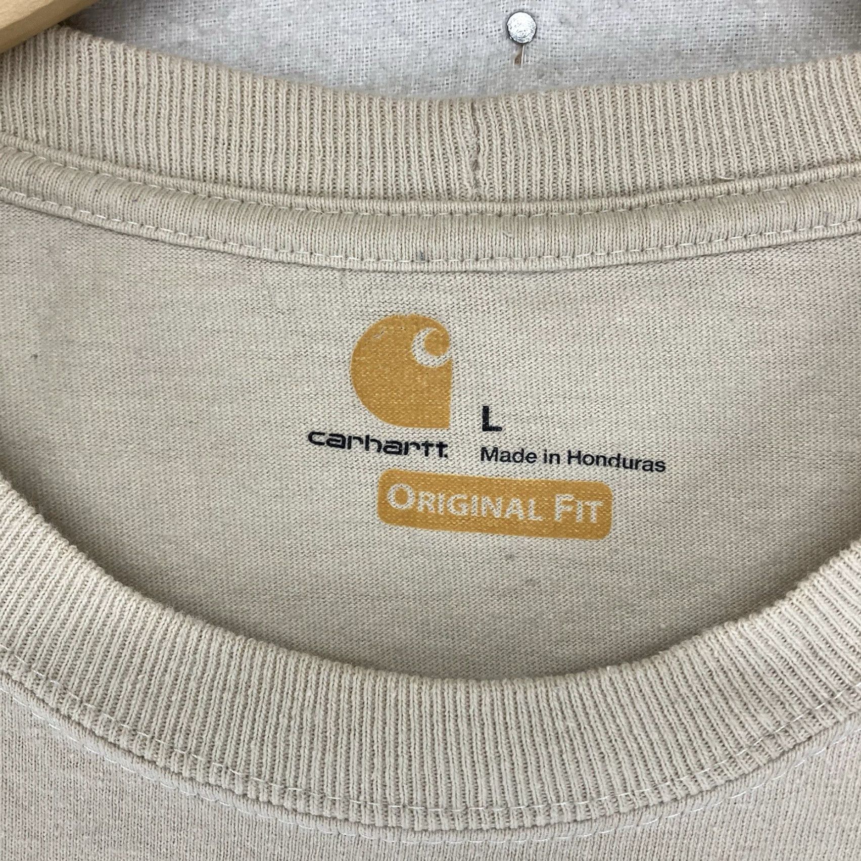 Carhartt Carhartt Mens T-Shirt Beige L Crew Neck Heavy Cotton Pockets Logo Embroidered Regular Fit Short Sleeve Solid 2010s Vintage: No Size US L / EU 52-54 / 3 - 3 Thumbnail