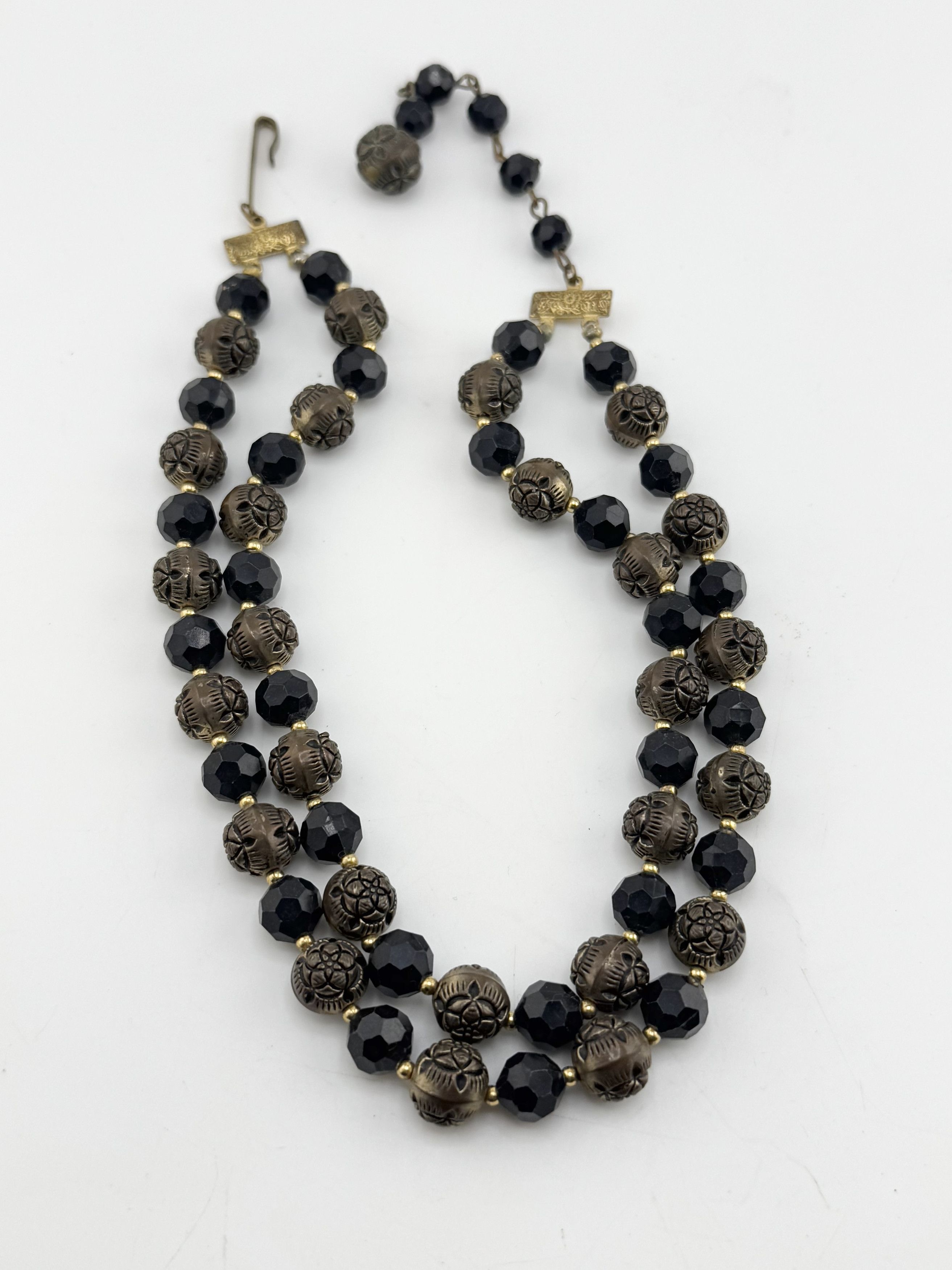 Vintage Vintage gold & black beaded double strand necklace Size ONE SIZE - 4 Thumbnail