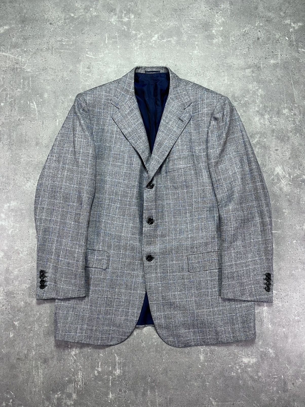 Kiton Kiton Napoli Cashmere Linen Silk Plaid Blazer Jacket 52 Size 52R - 1 Thumbnail