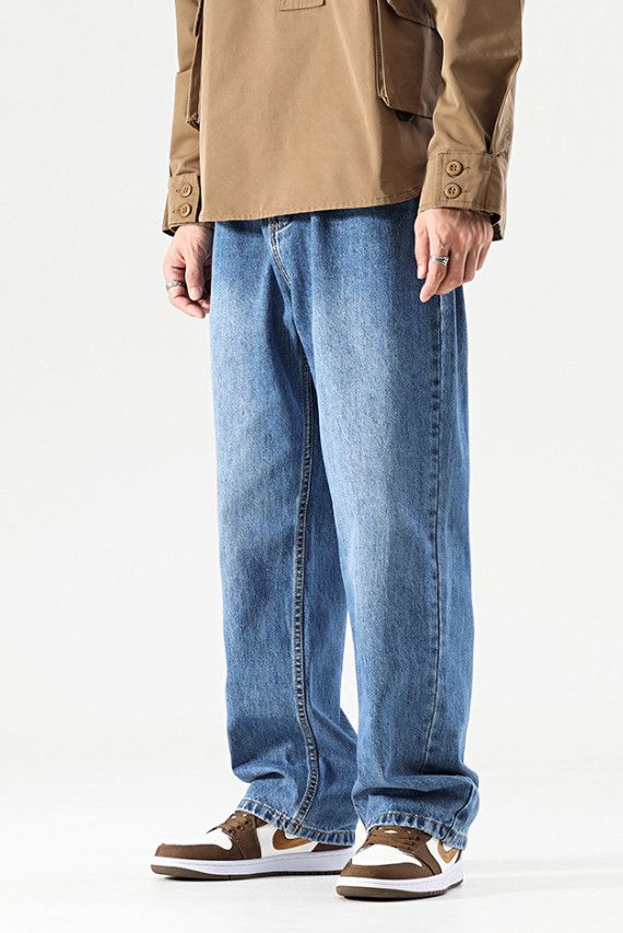 Japanese Brand Men's trendy retro washed loose wide-leg jeans Size US 32 / EU 48 - 2 Thumbnail