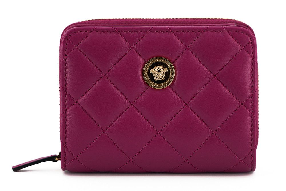 Versace Elegant Purple Quilted Leather Women's Wallet Size ONE SIZE - 1 Thumbnail