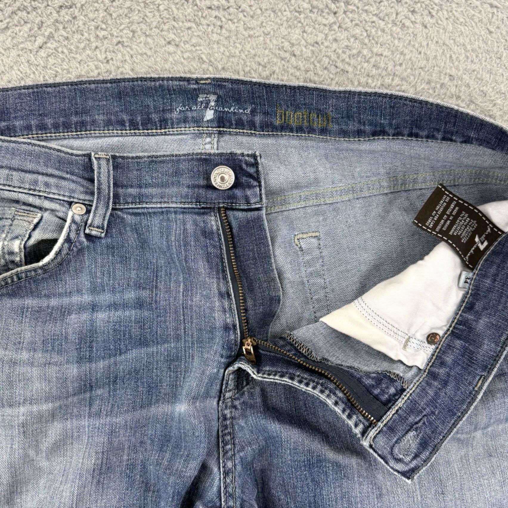 7 For All Mankind 7 For All Mankind Bootcut Jeans Mens 34x31 Blue Light Wash Denim Stretch Regular Slim Fit Pockets Logo USA City 7 For All Mankind Austyn Mens Jeans Size US 34 / EU 50 - 4 Thumbnail