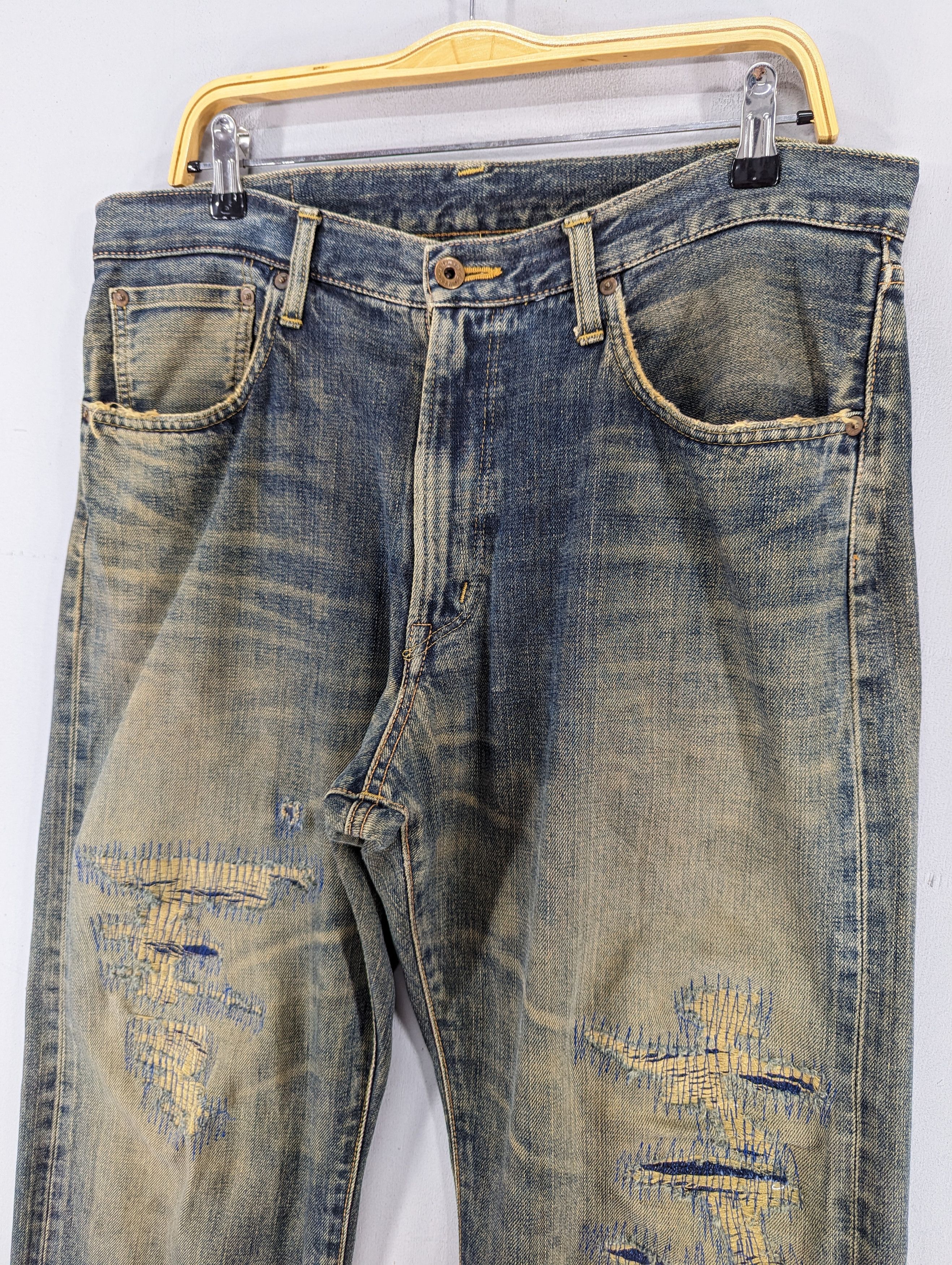Edwin Vintage Edwin 505 X Distressed Selvedge Dirty Blue Jean Size US 35 - 6 Thumbnail