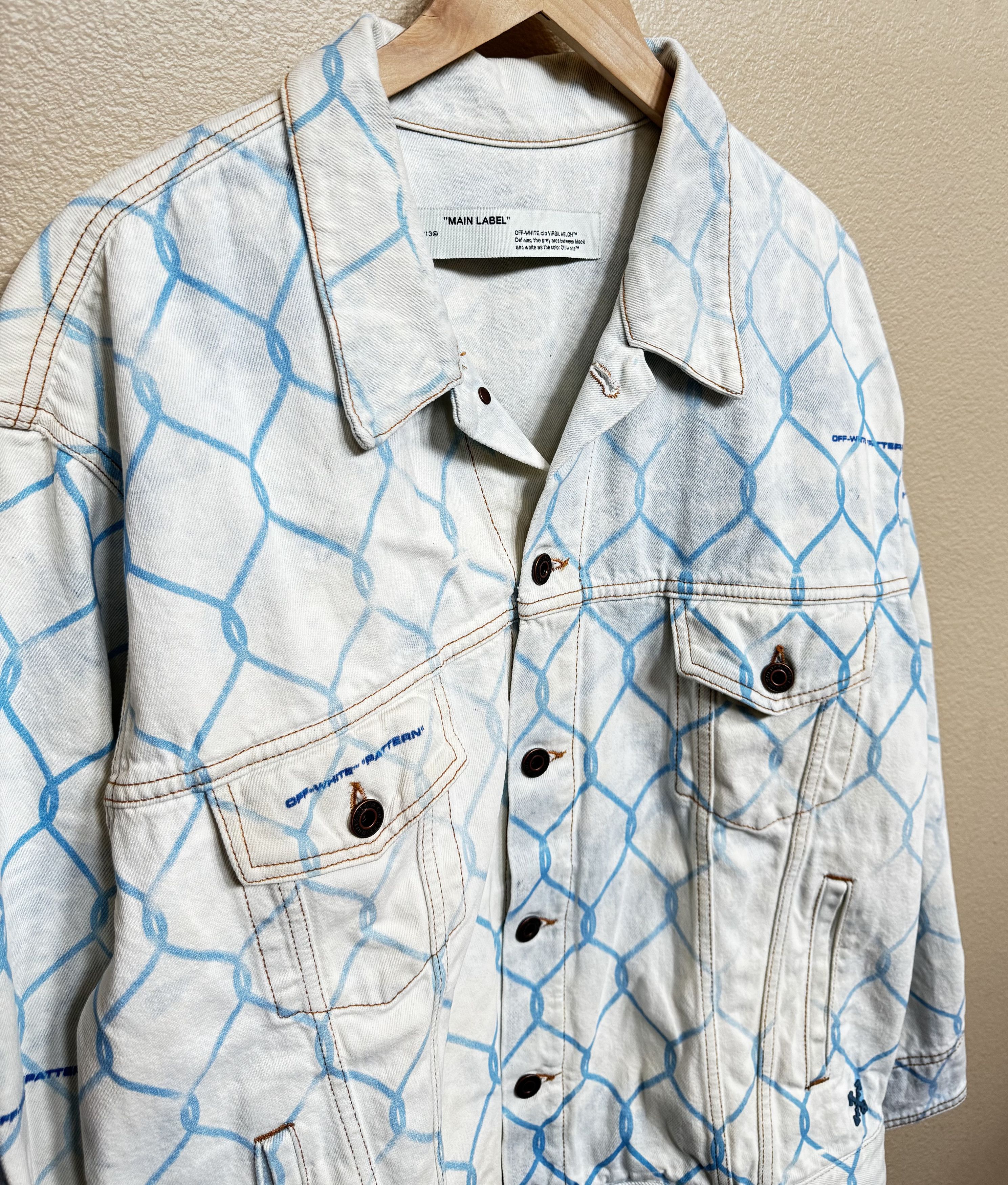 Off-White Off-White Oversized Chain Link Fence Denim Jacket Size M Size US M / EU 48-50 / 2 - 2 Thumbnail