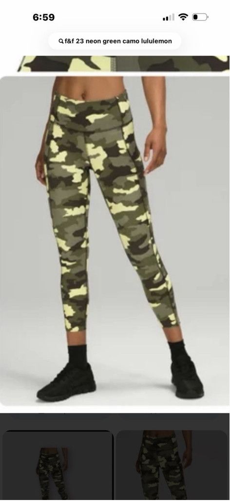 Lululemon LULULEMON F&F LEGGING 22” NEON GREEN CAMO COLOR SIZE 2 Size 26" / US 2 / IT 38 - 5 Thumbnail