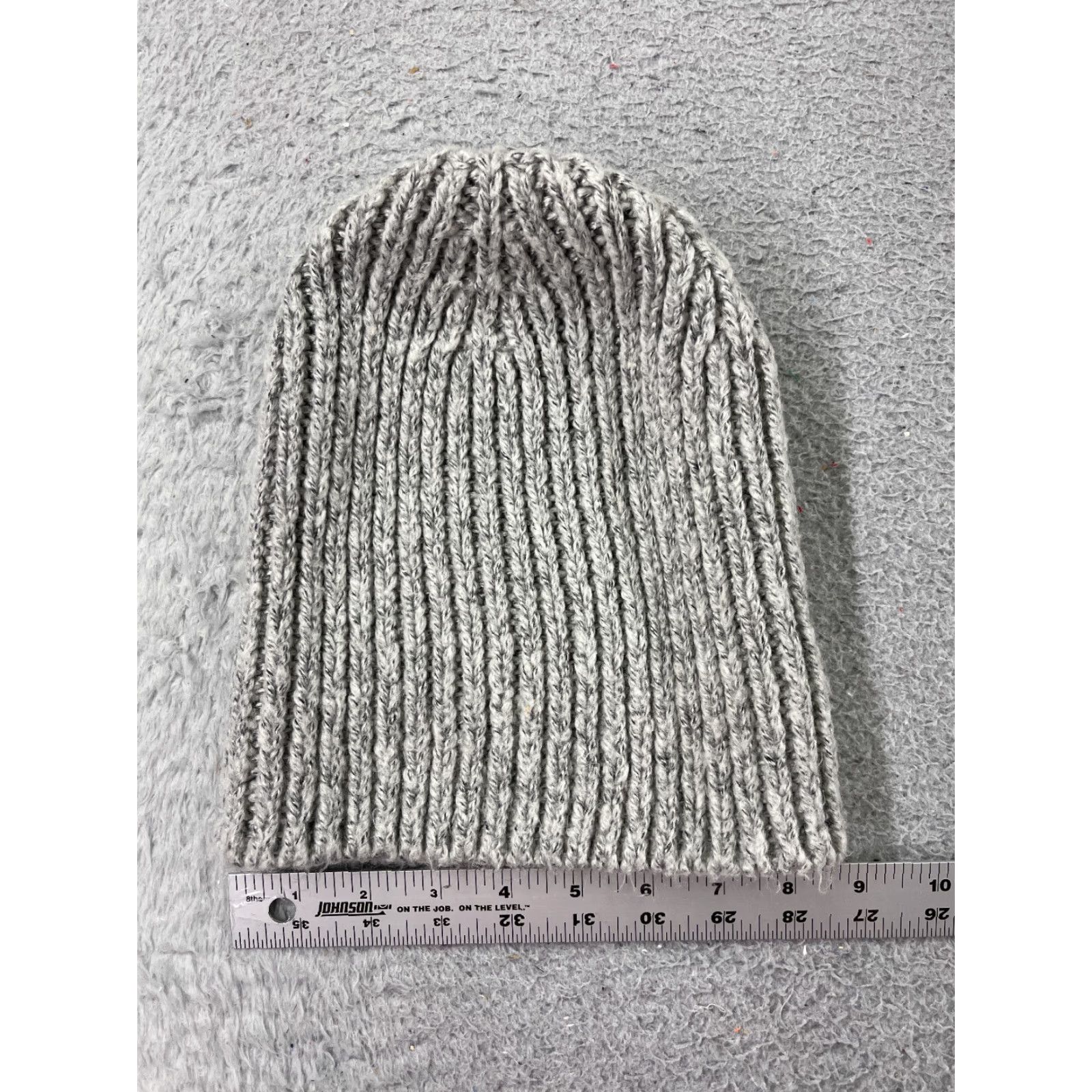 Vintage Beanie Toque Adult One Size Gray Ribbed Knit 100% Acrylic Snow Camp Winter Ski Size ONE SIZE - 3 Thumbnail