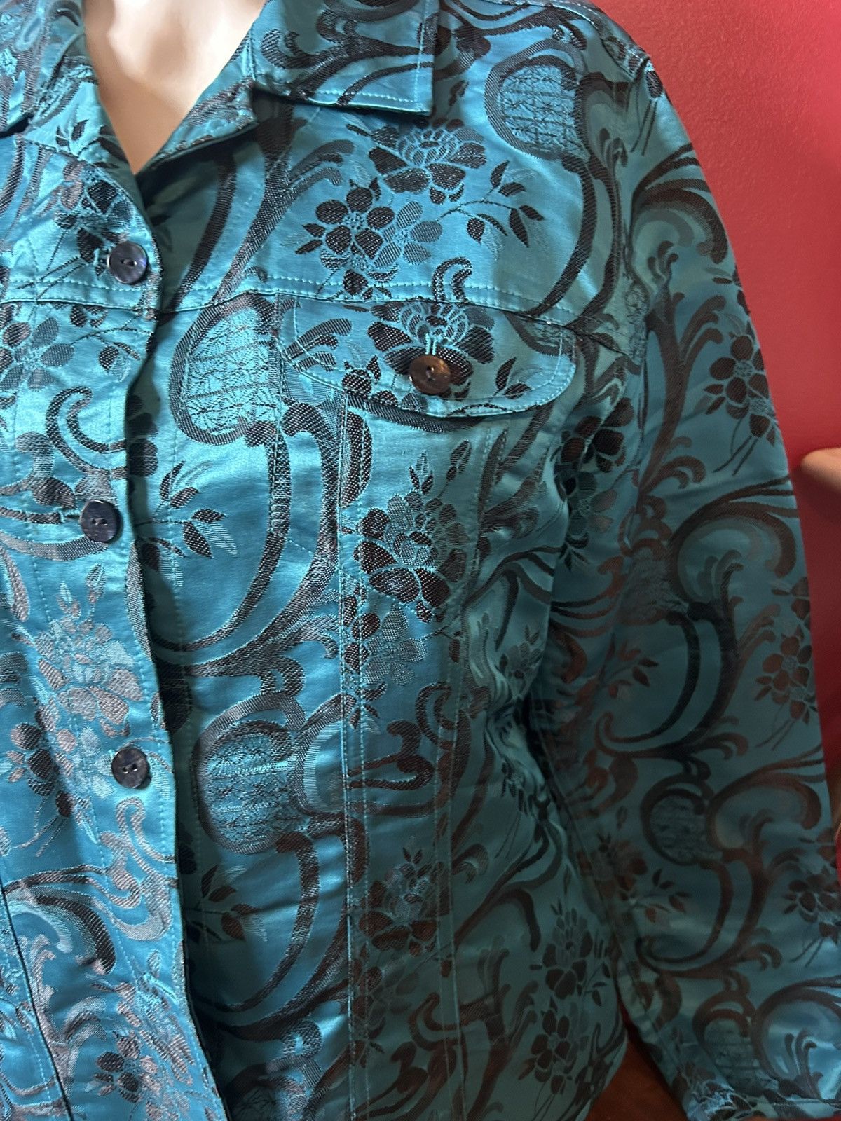 Chicos Chicos Blue Size 1 79984 Damask Printed Jacket Size S / US 4 / IT 40 - 2 Thumbnail