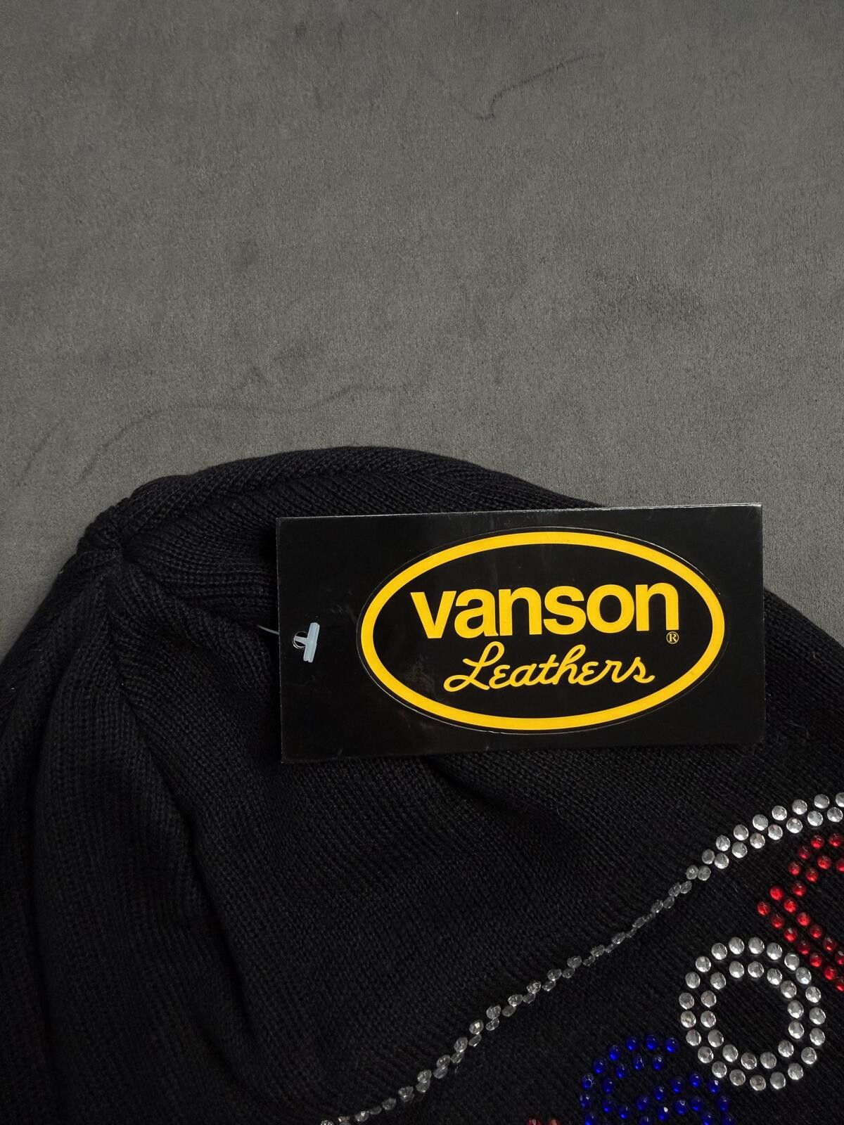 Vanson Leathers Vtg Vanson Leathers Rhinestone Logo No Cuff Knit Beanie Hat Size ONE SIZE - 5 Thumbnail