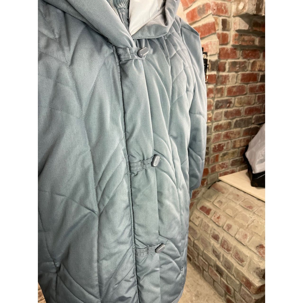 Vintage puffer coat hood gray knit cuffs 1980s Size 3XL / US 20-22 - 5 Thumbnail