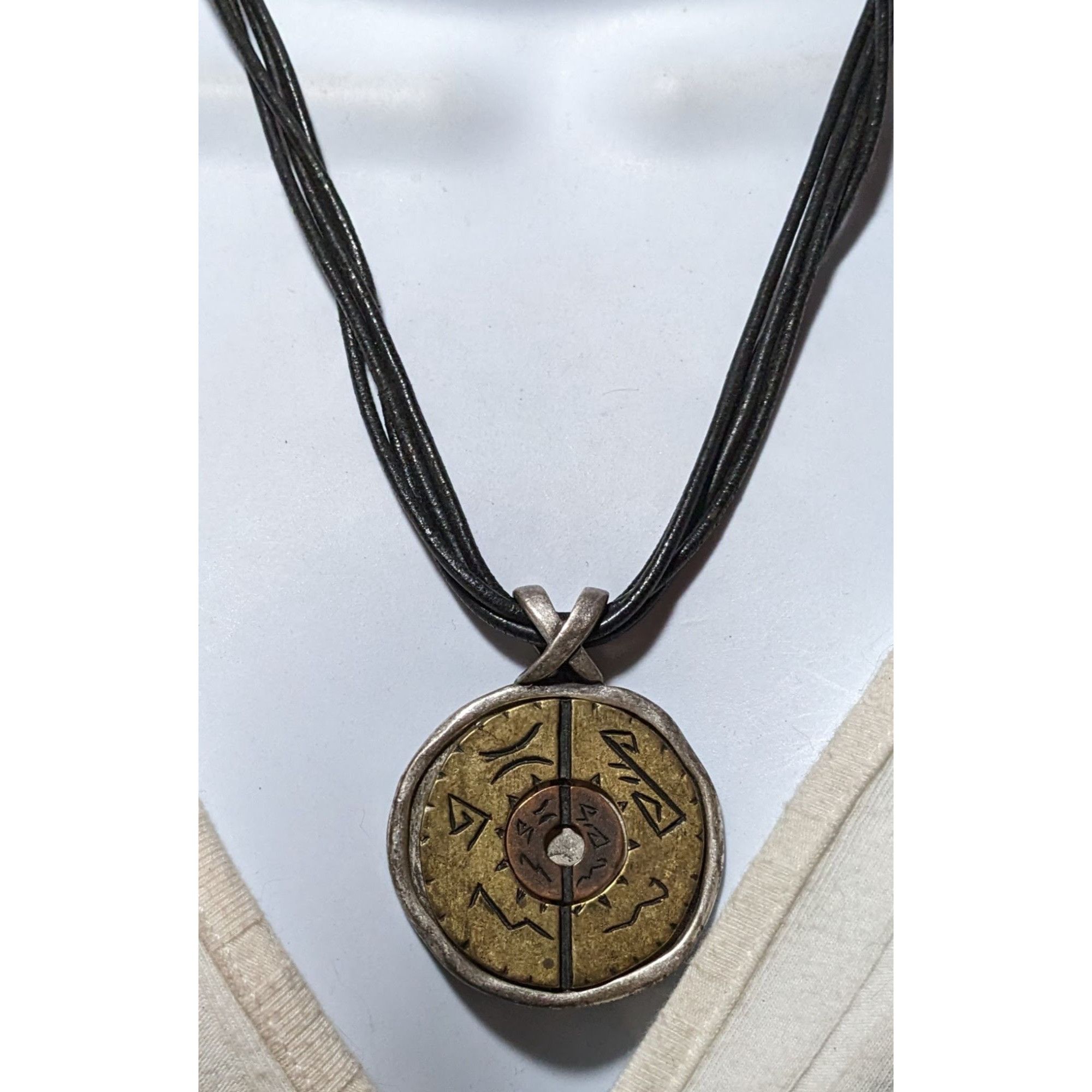 Chicos Chico's Vintage Brutalist Mixed Metal Pendant Necklace Size ONE SIZE - 7 Thumbnail
