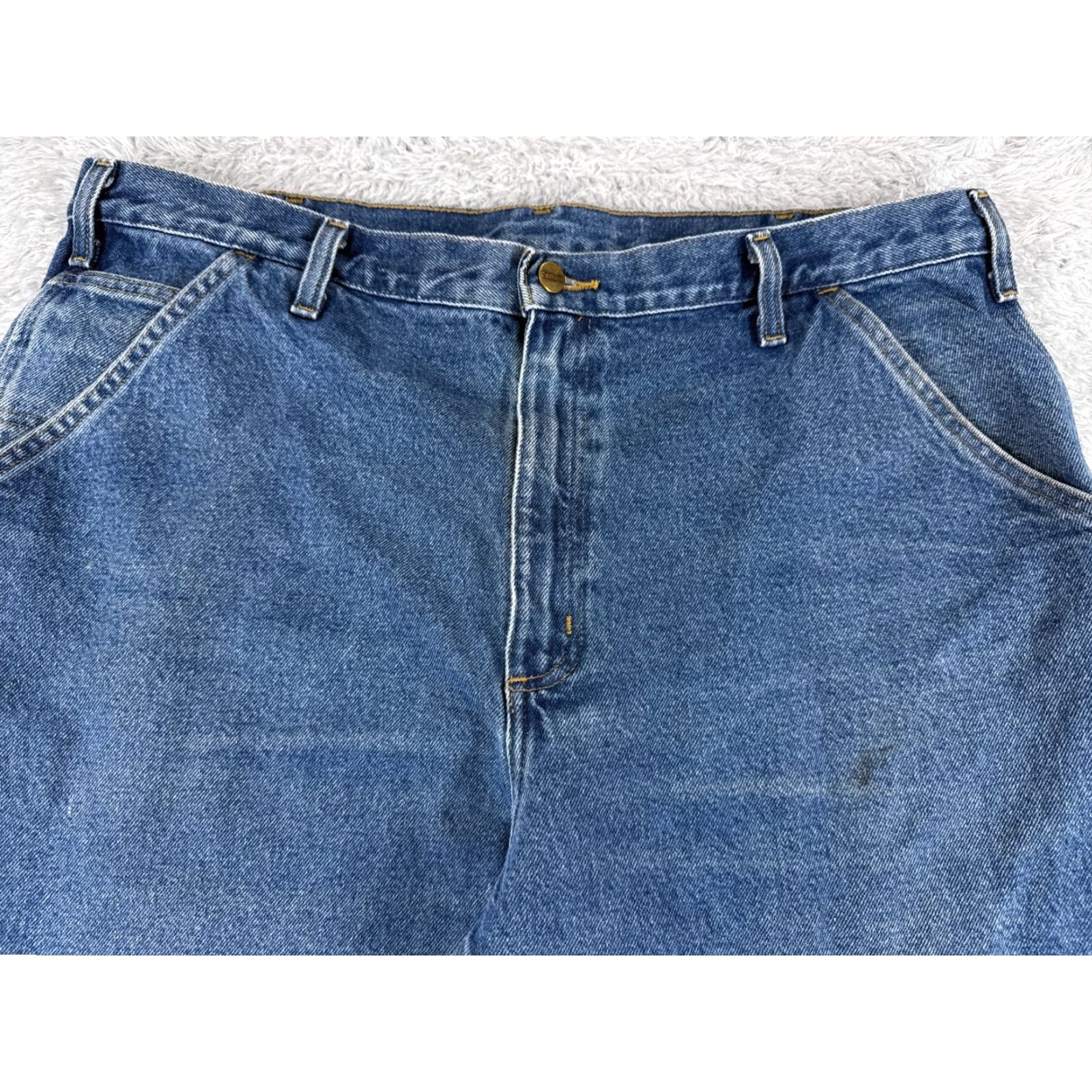 Carhartt Carhartt Jeans Adult 40 Blue Denim 5-Pocket Design Regular 40x32 Straight Cargo Cotton Read 40x32 Mens Vintage No Size US 40 / EU 56 - 4 Thumbnail
