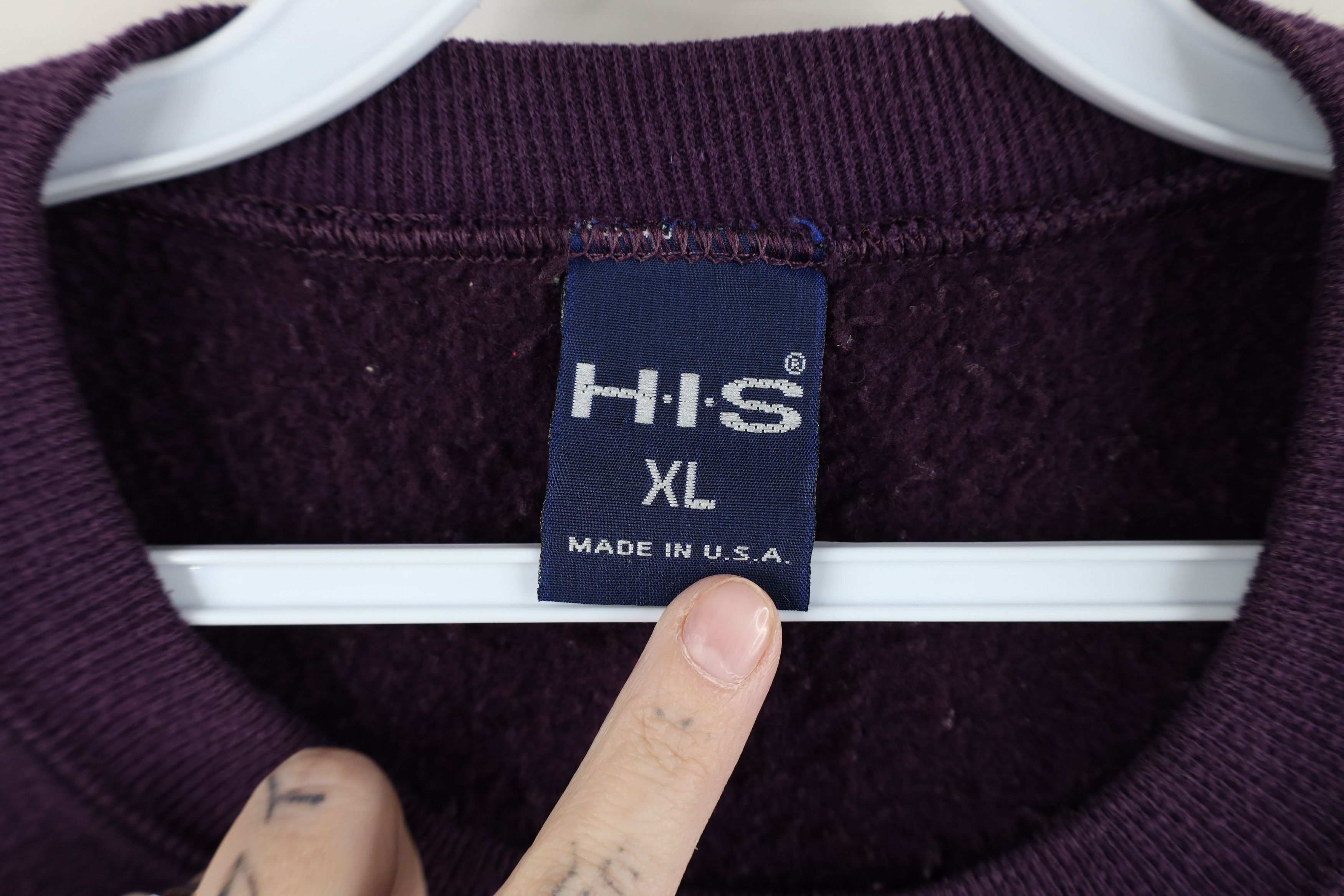 Vintage Vintage 90s Streetwear Blank Crewneck Sweatshirt Purple USA Size US XL / EU 56 / 4 - 4 Thumbnail
