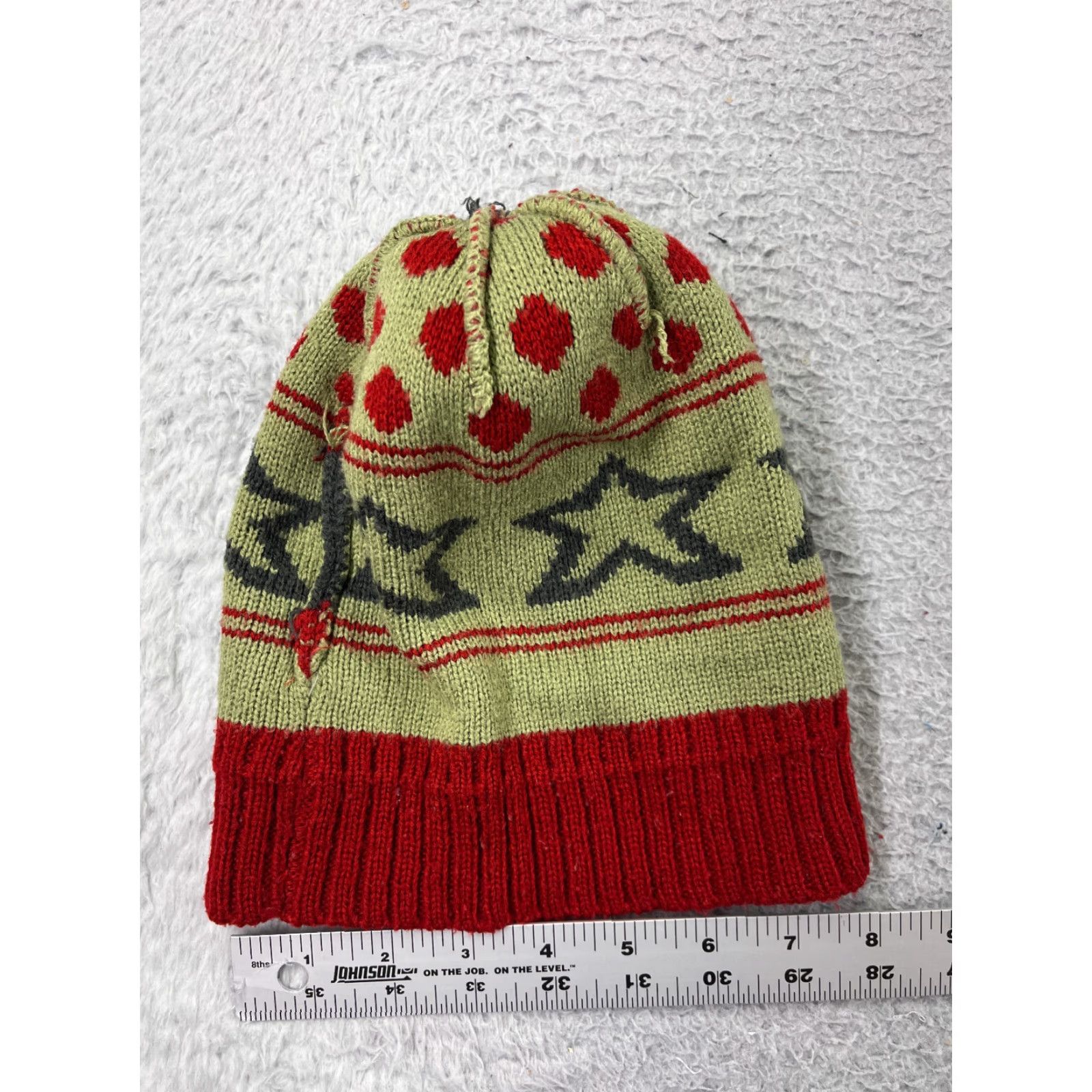 Vintage Red Green Polka Dot Knit Beanie Hat One Size Casual Ski Men Size ONE SIZE - 5 Thumbnail