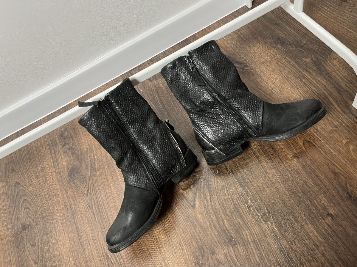 Japanese Brand Mjus Woman’s Black Leather Biker Zip Ankle Boots Shoes Size US 7 / IT 37 - 9 Thumbnail
