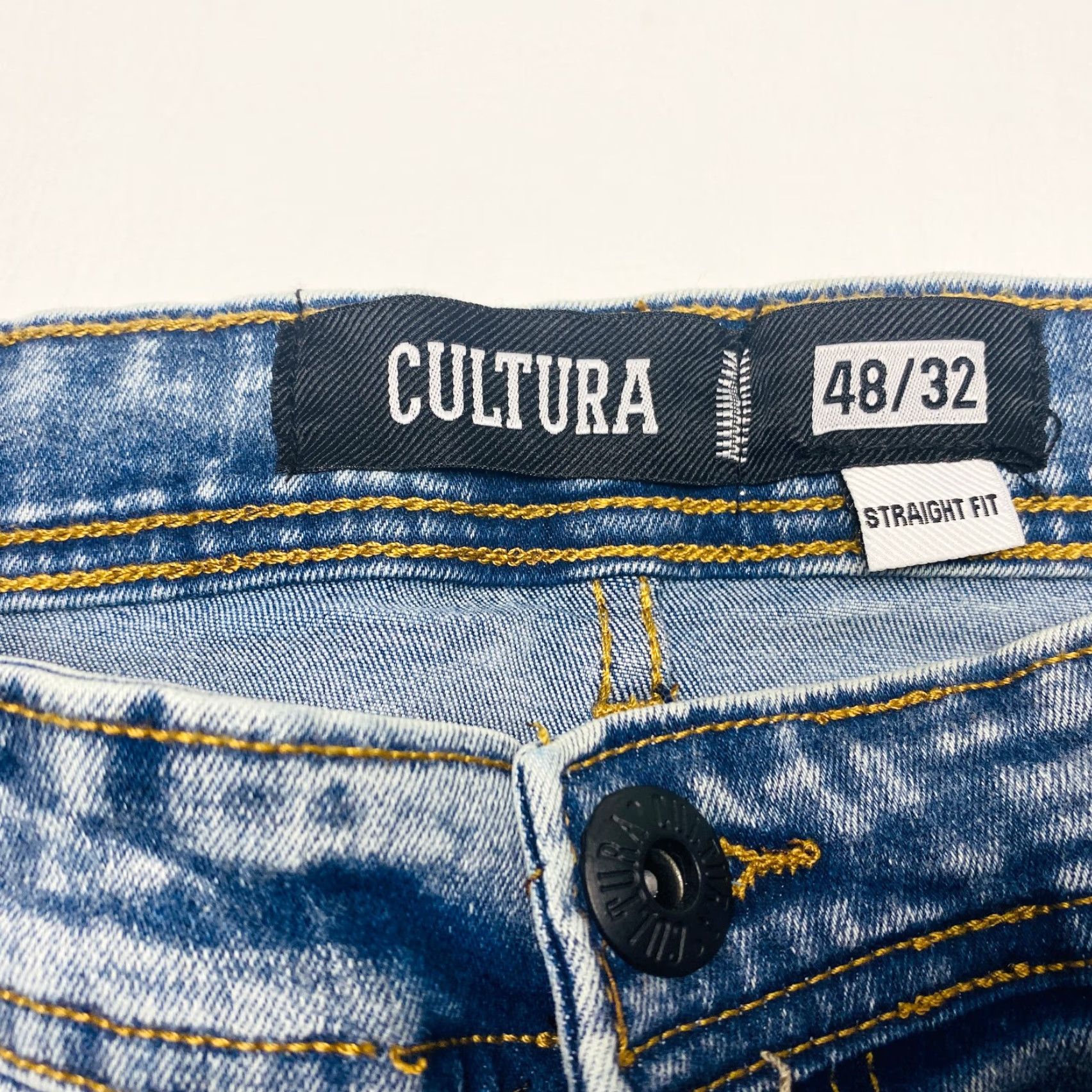 Vintage Cultura Jeans Men's 48x32 Blue Light Wash Straight Whiskers Stretch NWT 7775 Size US 32 / EU 48 - 7 Thumbnail