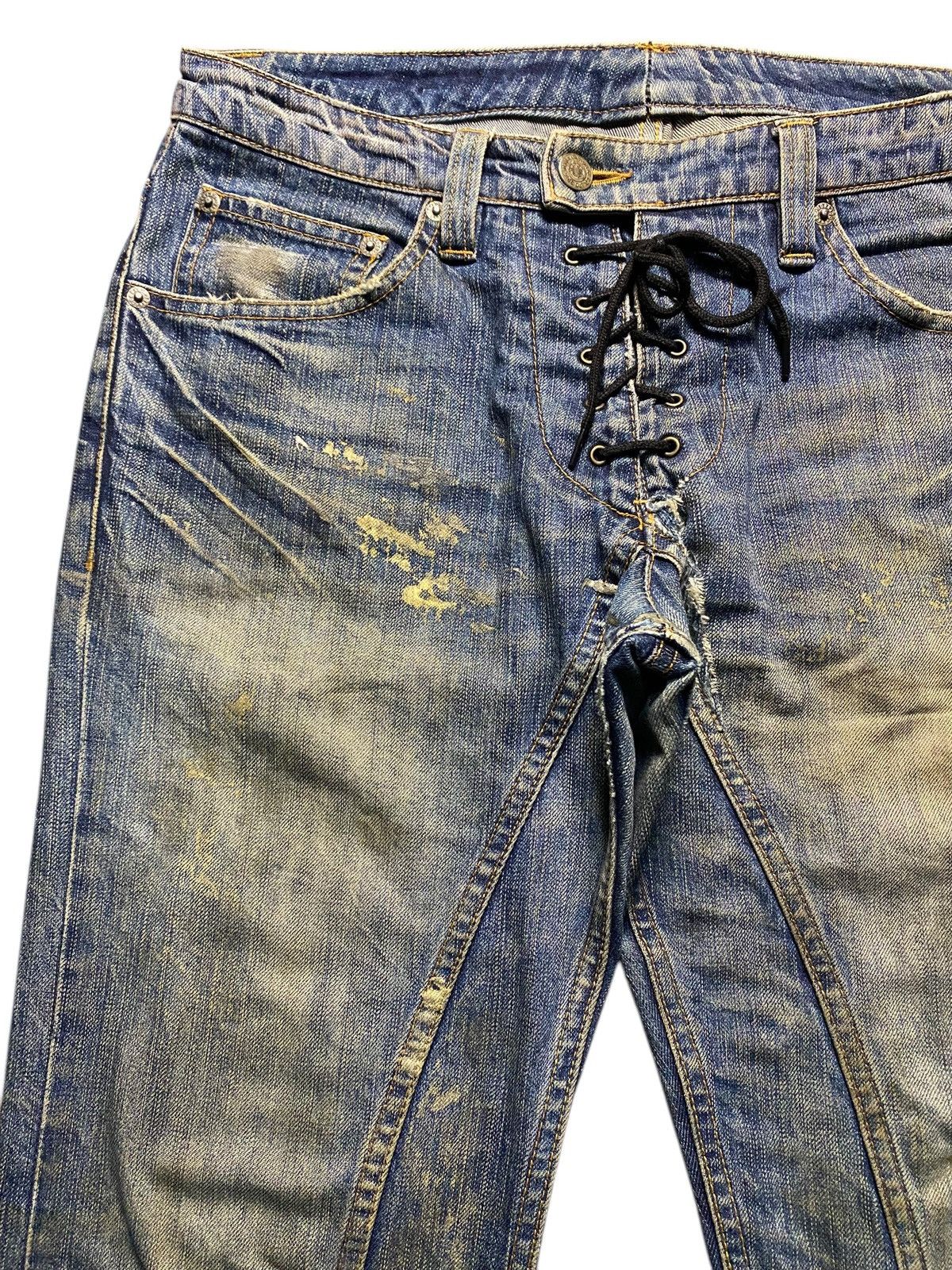 Tornado Mart Tornado Mart Gold Splatter Flare Lace Up Jeans Size US 32 / EU 48 - 6 Thumbnail