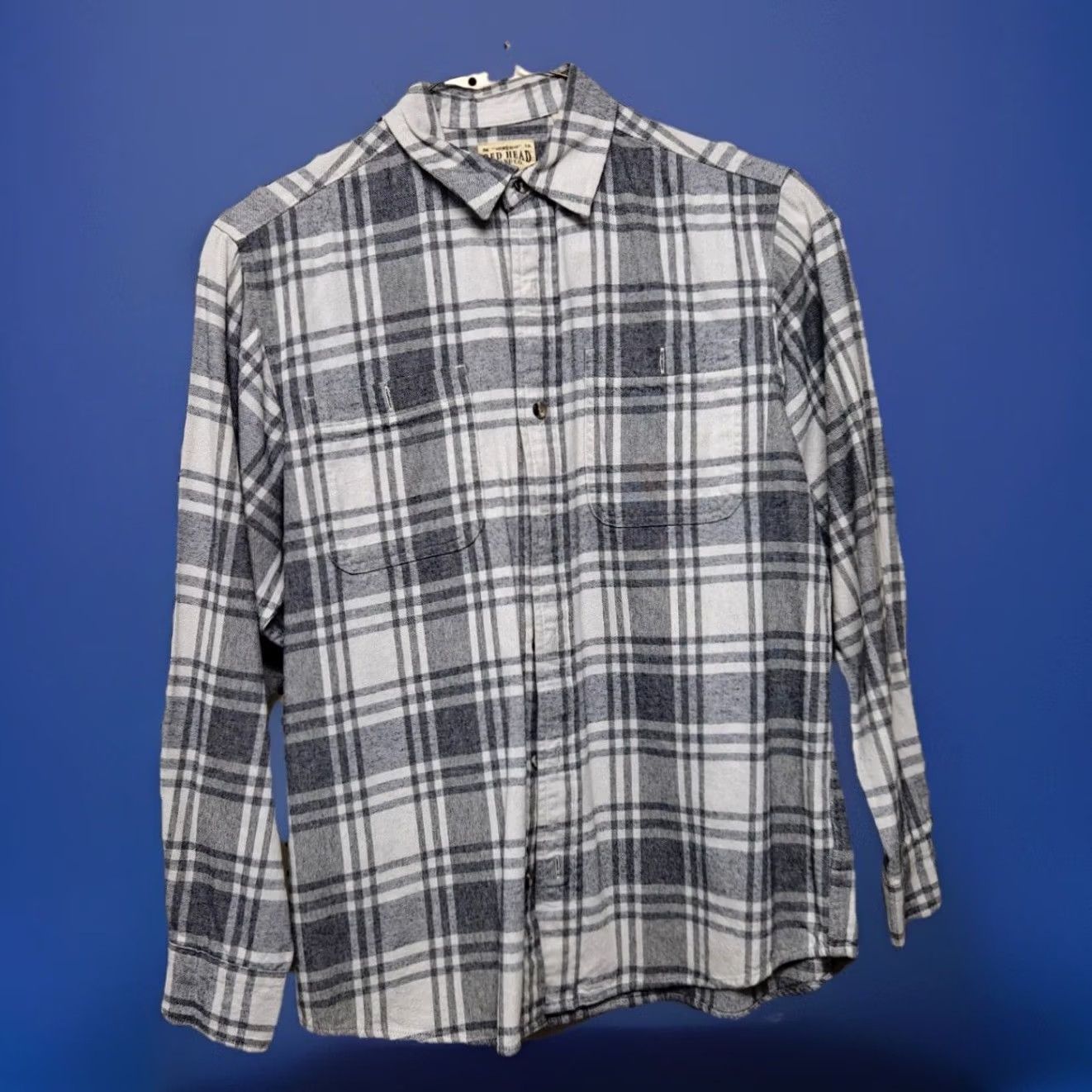 Vintage RedHead Men’s Plaid Flannel Button-Down Shirt Gray Cotton Regular M Long Sleeve Pocketed Size US M / EU 48-50 / 2 - 2 Thumbnail