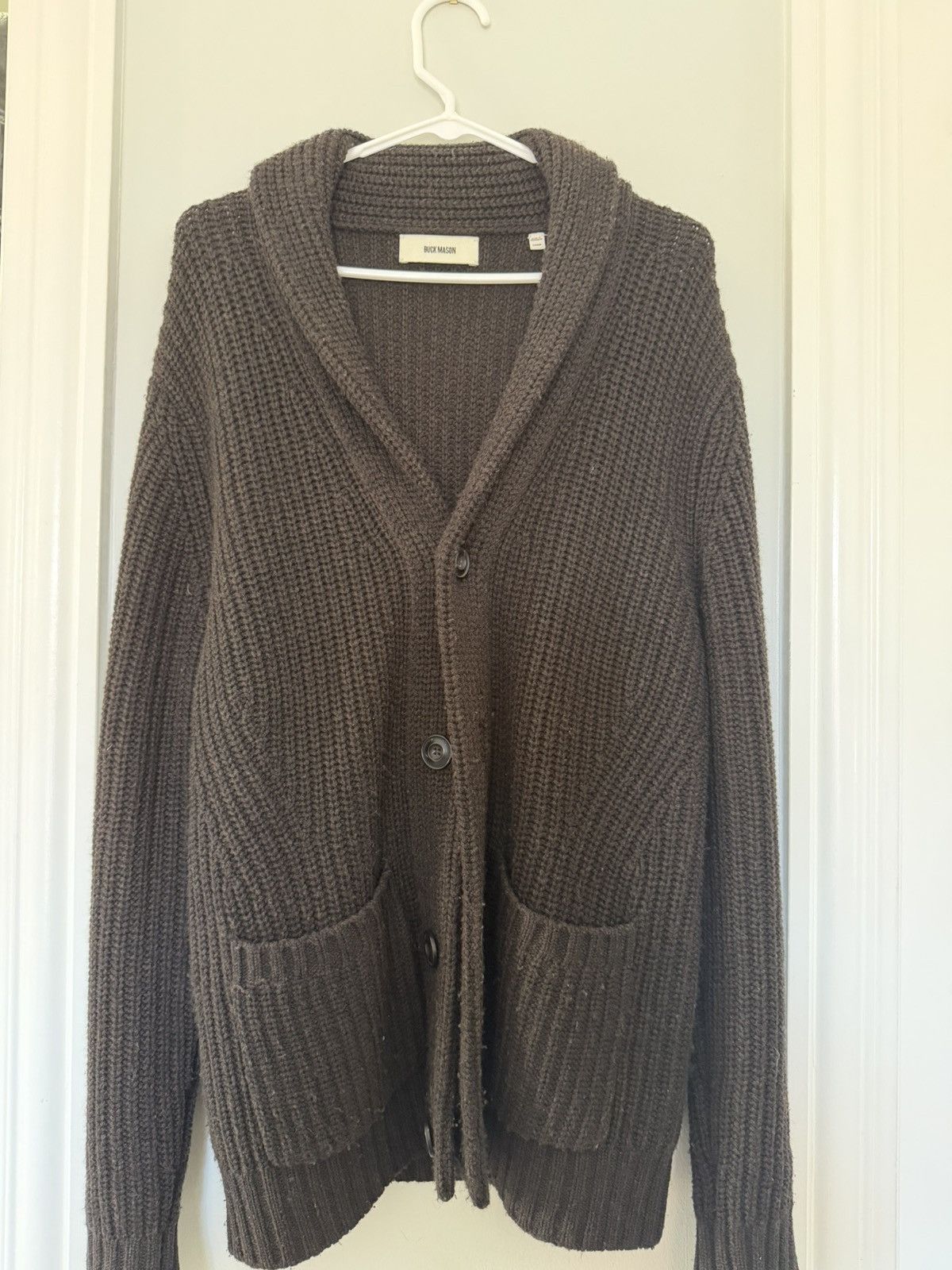 Buck Mason Buck Mason Shawl Collar Cardigan Brown Heavy Knit Sweater Size US L / EU 52-54 / 3 - 1 Thumbnail