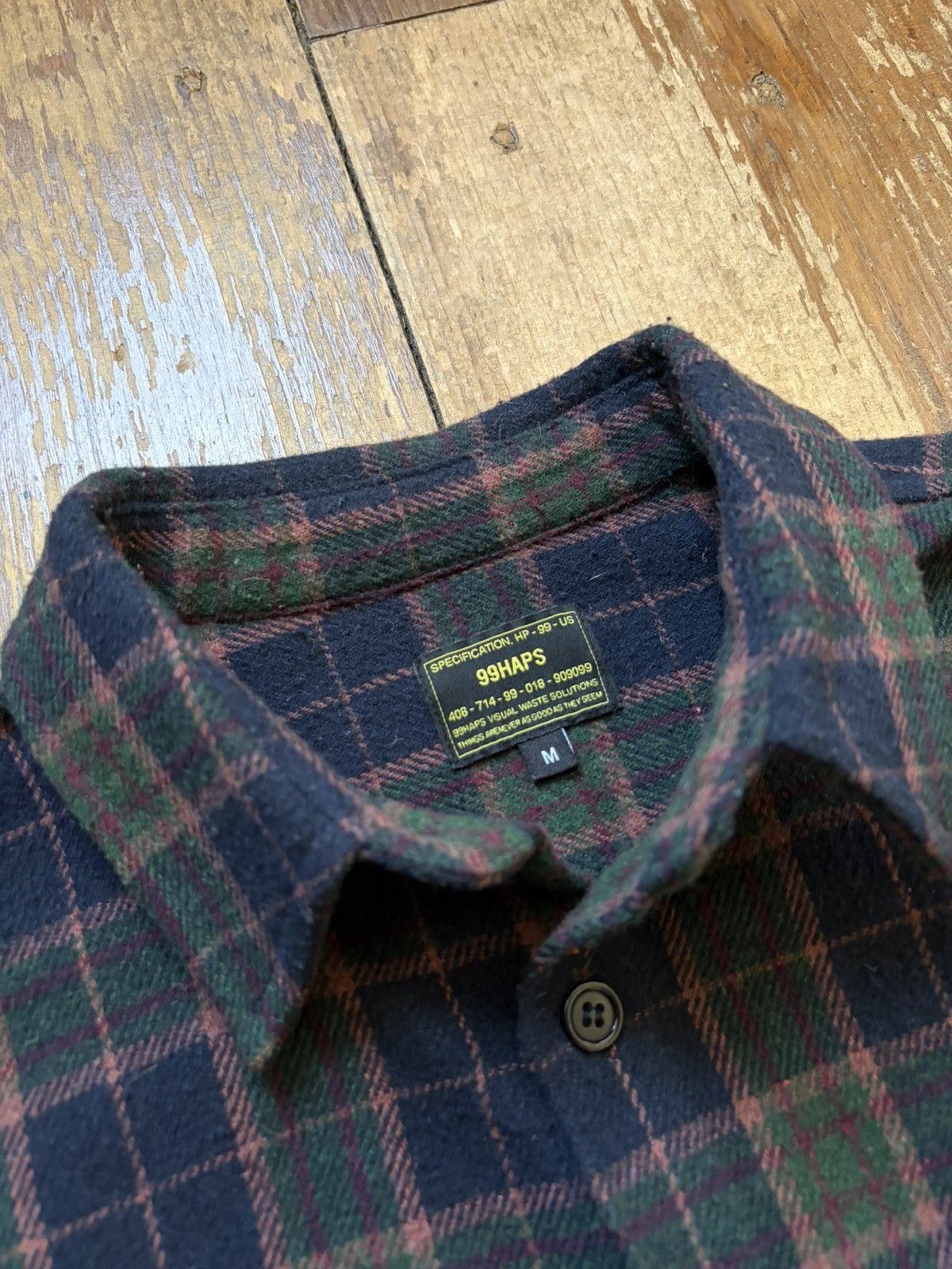Happy99 Hapoy 99 angel 99 wool plaid flannel button up w patch Size US M / EU 48-50 / 2 - 4 Thumbnail