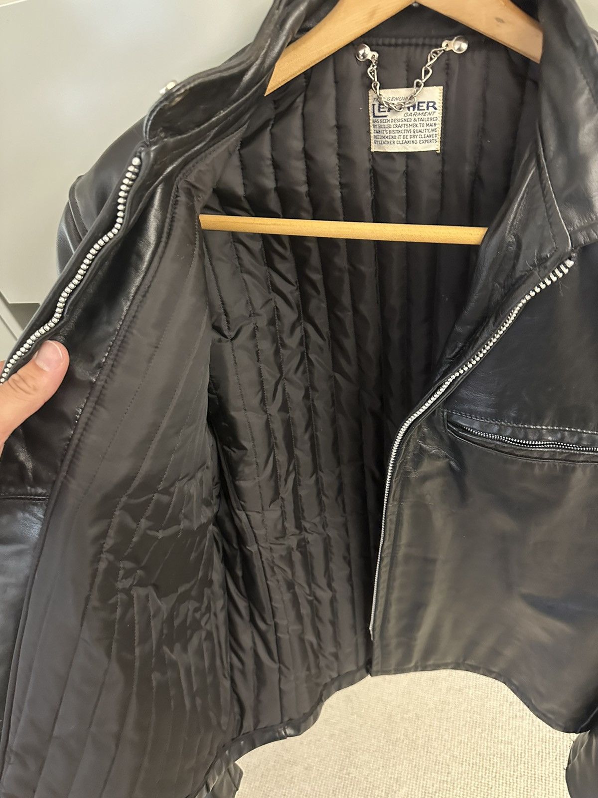 Vintage Vintage 1970s Custom Black Leather Motorcycle Jacket Size L / US 10 / IT 46 - 7 Thumbnail