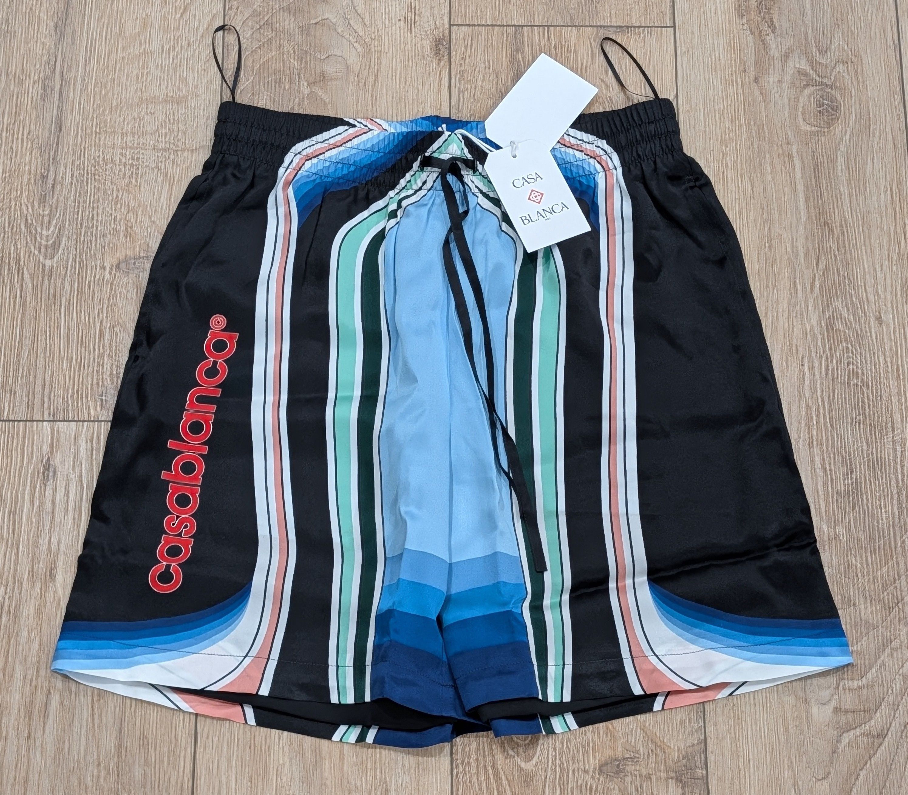 Casablanca Casablanca Multi-Stripe Silk Shorts Graphic Mountain Medium Size US 32 / EU 48 - 1 Thumbnail