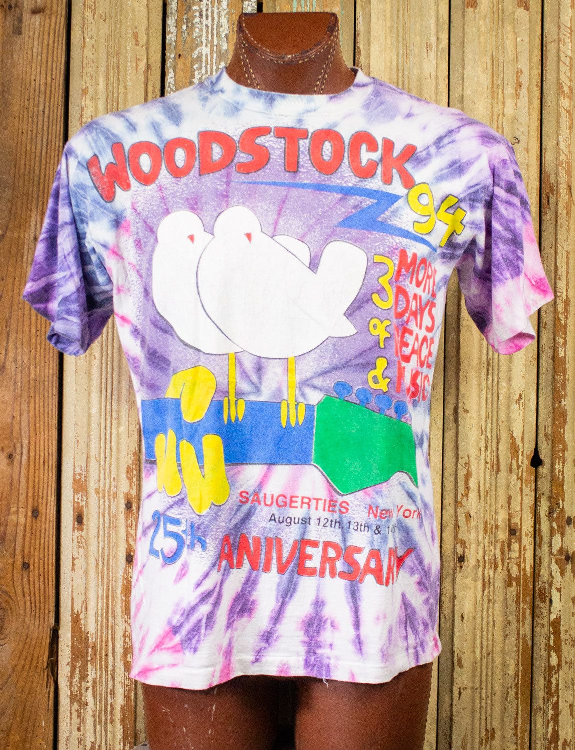 Woodstock Festival Shirt Vintage 90s 1994 good Rainbow Graphic Tee Black 94