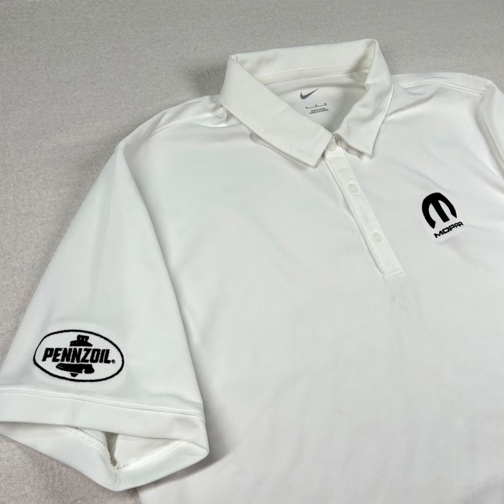 Nike Nike Polo Shirt Men XL White Golf Embroidered Pennzoil Solid Breathable Lightweight 100% Polyester Size US XL / EU 56 / 4 - 5 Thumbnail