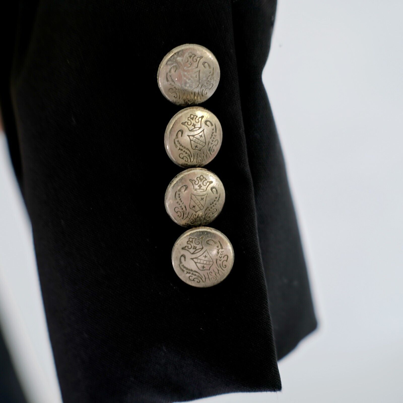 Hart Schaffner Marx DAMAGED Hart Schaffner Marx Black Wool 44R Blazer 2 Silver B Size 44R - 3 Thumbnail