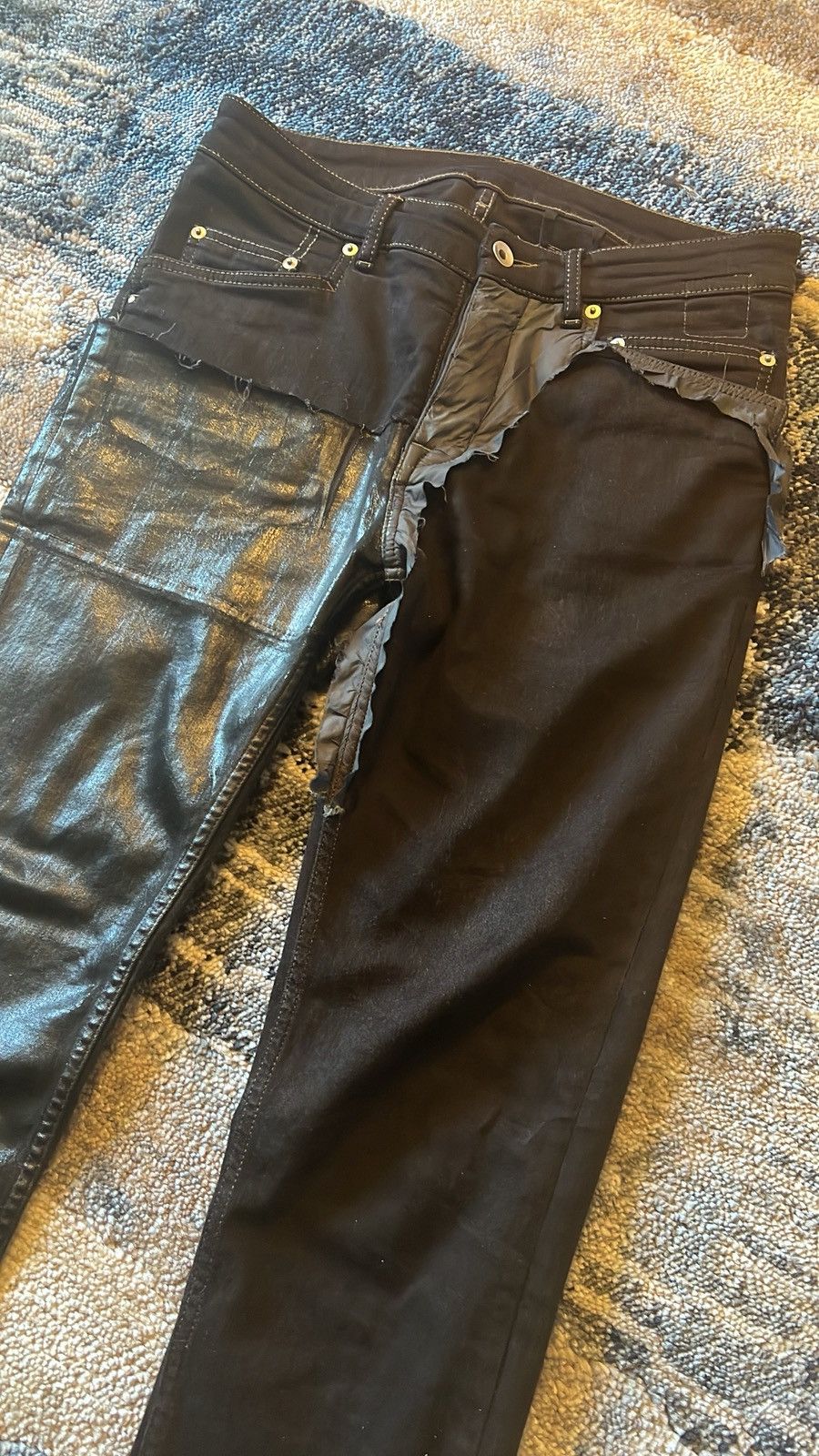 Rick Owens × Rick Owens Drkshdw 1/1 Rick Owens Dyed Aqua Sample Split Tyrones Size US 32 / EU 48 - 3 Thumbnail