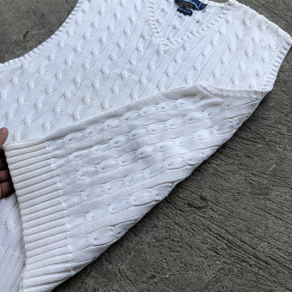 Polo Ralph Lauren × Ralph Lauren Ralph Lauren Cream Cable Knitted Vest Size US XXL / EU 58 / 5 - 5 Thumbnail