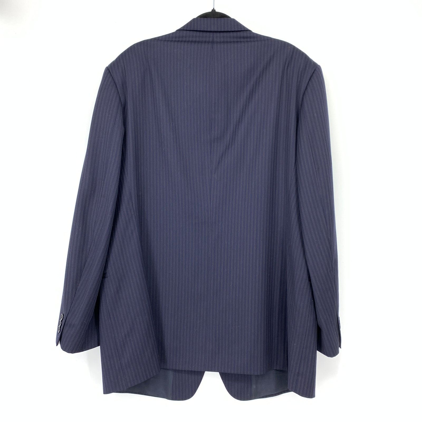 Donna Karan Donna Karan Blazer Jacket Mens 48L Navy Blue Pinstripe Wool Size 48L - 2 Thumbnail