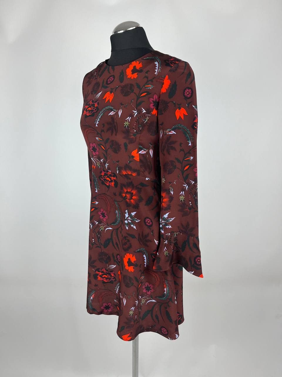 Designer × Sandro Sandro 100% Silk Dress Floral Print Bell Sleeves (0463) Size XS / US 0-2 / IT 36-38 - 2 Thumbnail