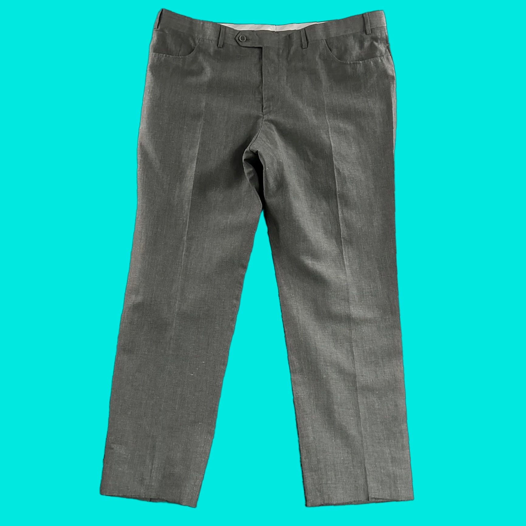 Canali Mens Pants Gray Size 40x27 Dress Pant Tapered 71052 Wool Linen Blend